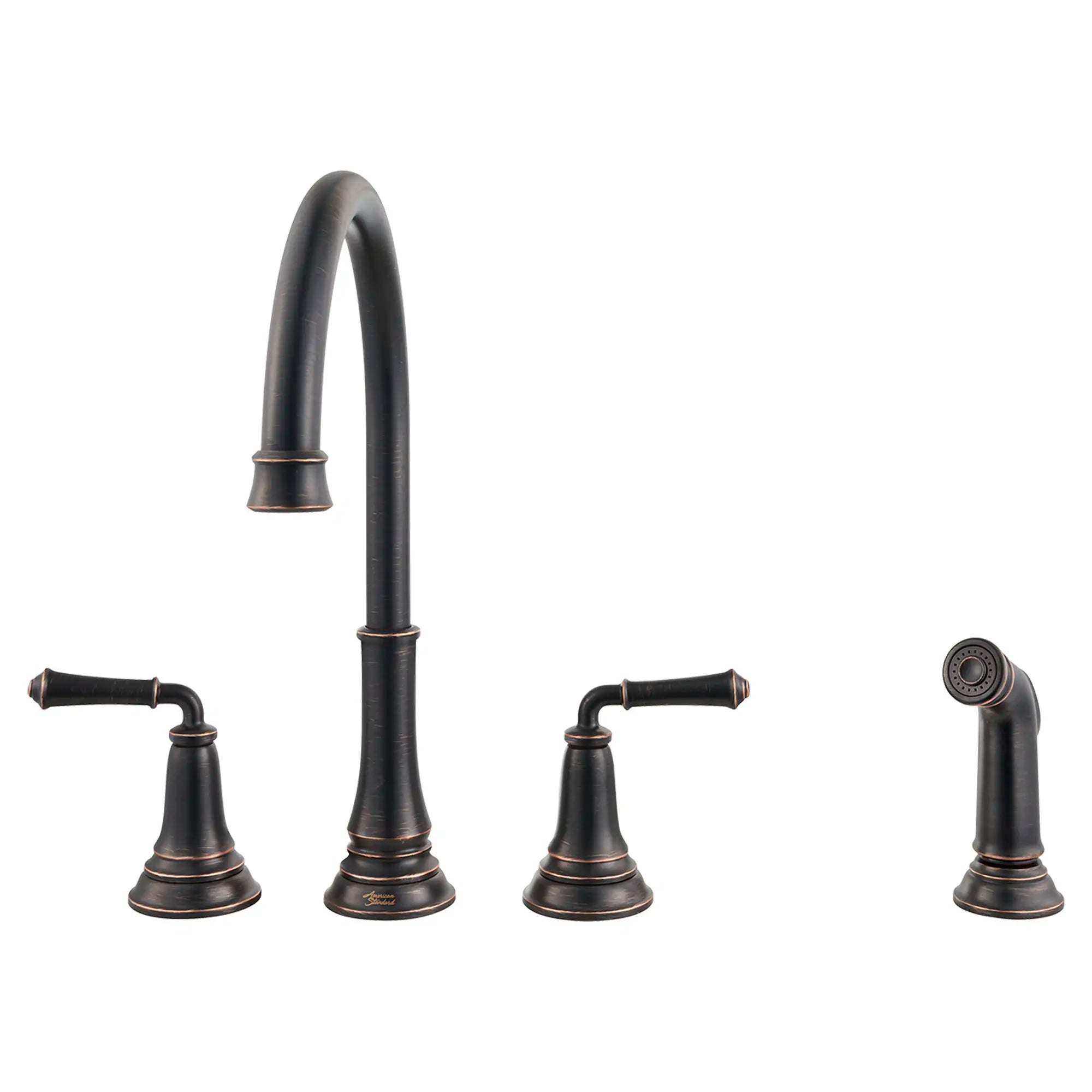Delancey® 2-Handle Widespread Kitchen Faucet with Side Spray - 1.5 GPM/5.7 LPM - Brushed Nickel Finish - Perfect for Modern Kitchens & Easy Dishwashing