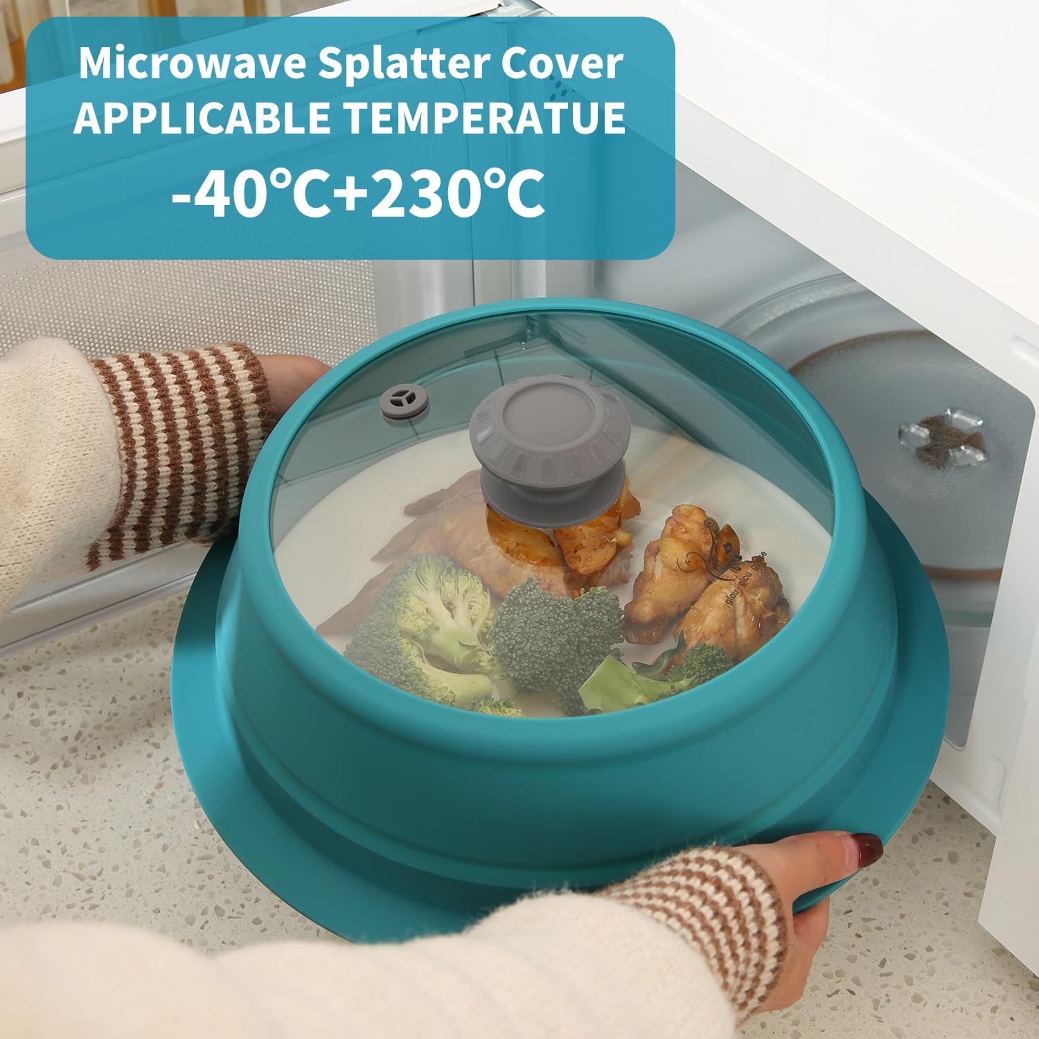 Collapsible Silicone Microwave Splatter Cover with Vented Lid & Glass Dish - 10.5 Inch BPA-Free Cookware Set for Cooking, Steaming & Bacon Making | Dishwasher Safe | Perfect for Meal Prep, Reheating & Microwave Cooking