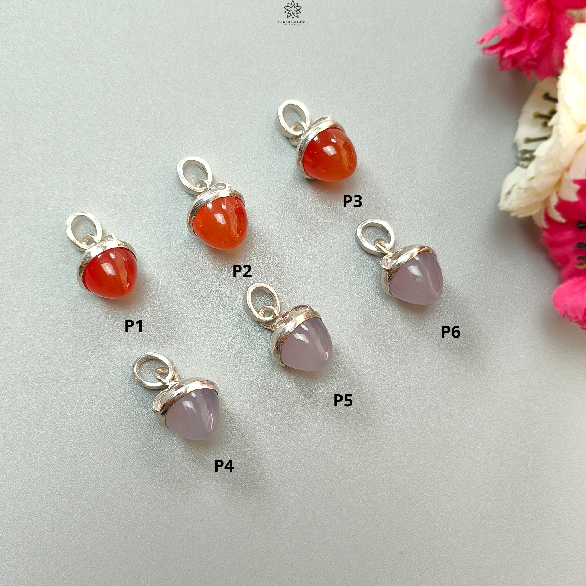 Natural Orange & Pink Onyx Gemstone 925 Sterling Silver Pendant - Bezel Set Bullet Pendant with Loop | Elegant Jewelry Gift for Women, Birthday, Anniversary | Perfect for Everyday Wear, Special Occasions & Gifting