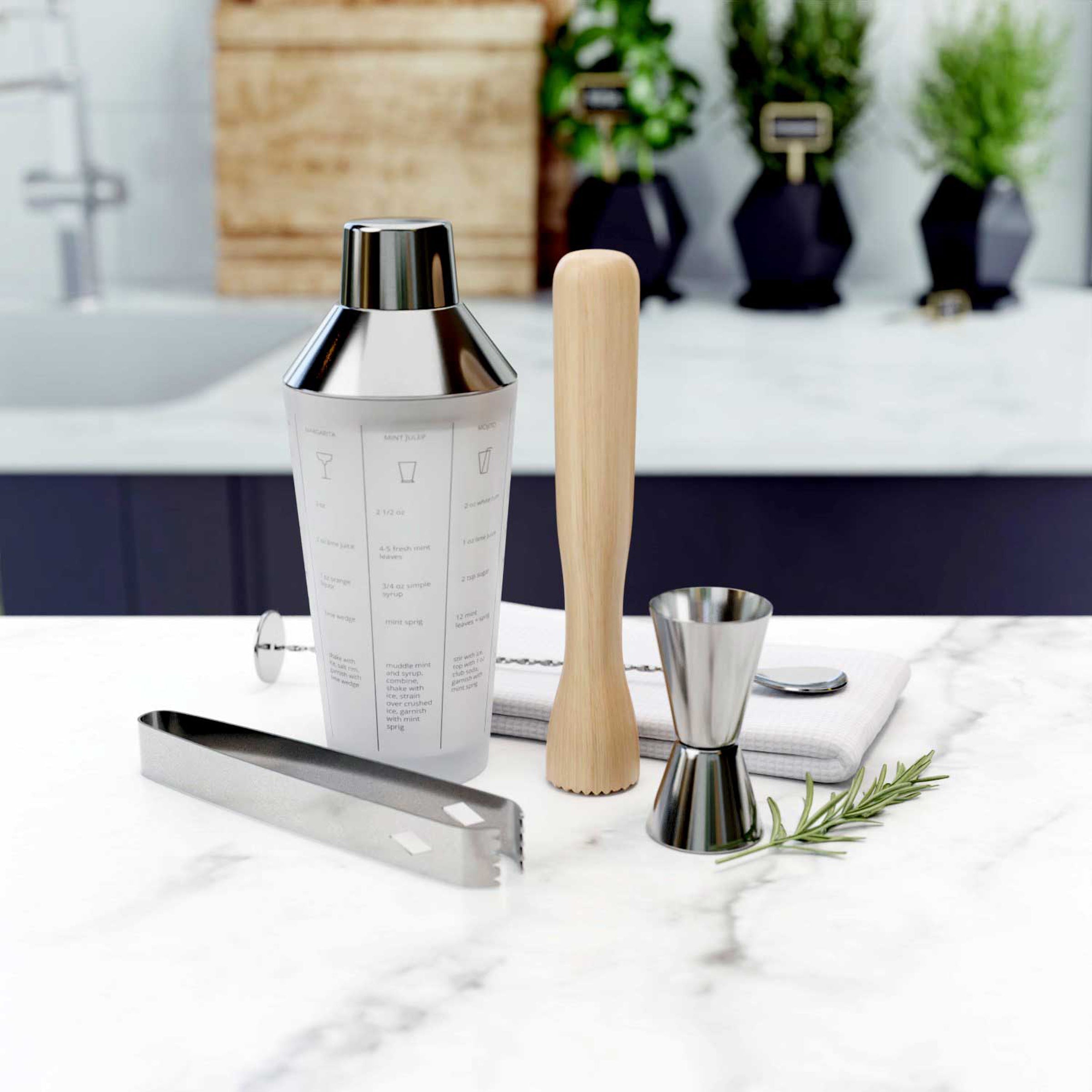 Premium 5-Piece Mixology Cocktail Shaker Set - Bar Tools for Professional & Home Bartenders - Perfect for Mojitos, Margaritas & Craft Cocktails