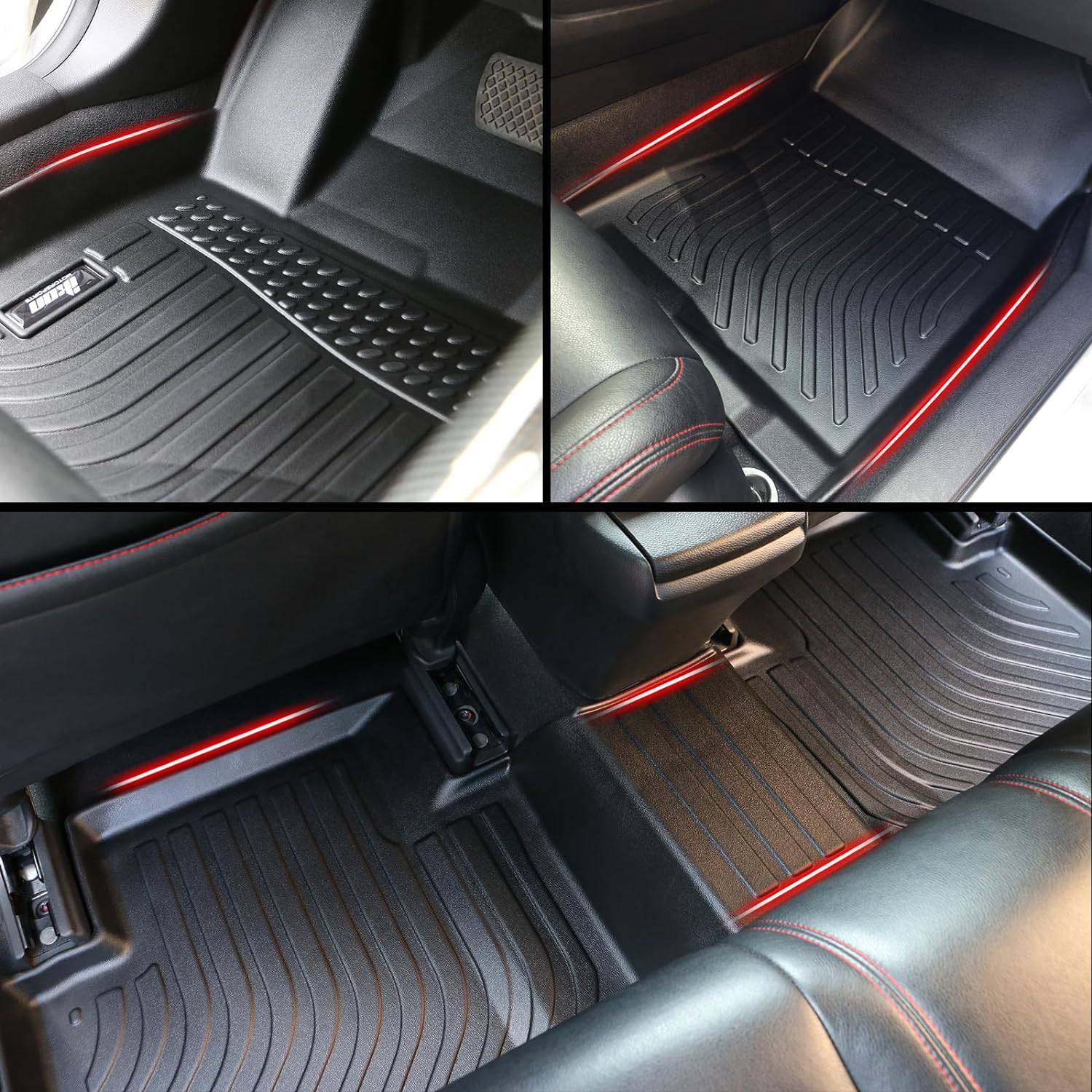 IKON 3D Molded All-Weather Floor Mats for 2022-2025 Lexus NX - Custom Fit Front & Rear Seat Protection - Black TPE Thermo Plastic Elastomer Carpet Liners (3-Piece Set) - Perfect for Daily Commutes, Road Trips, and Off-Road Adventures