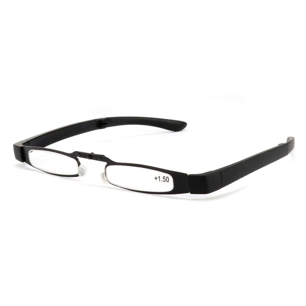 Ultra-Light Mini Portable Folding Metal Frame Reading Glasses - Unisex Readers (QS2080) for Reading, Travel & Everyday Use