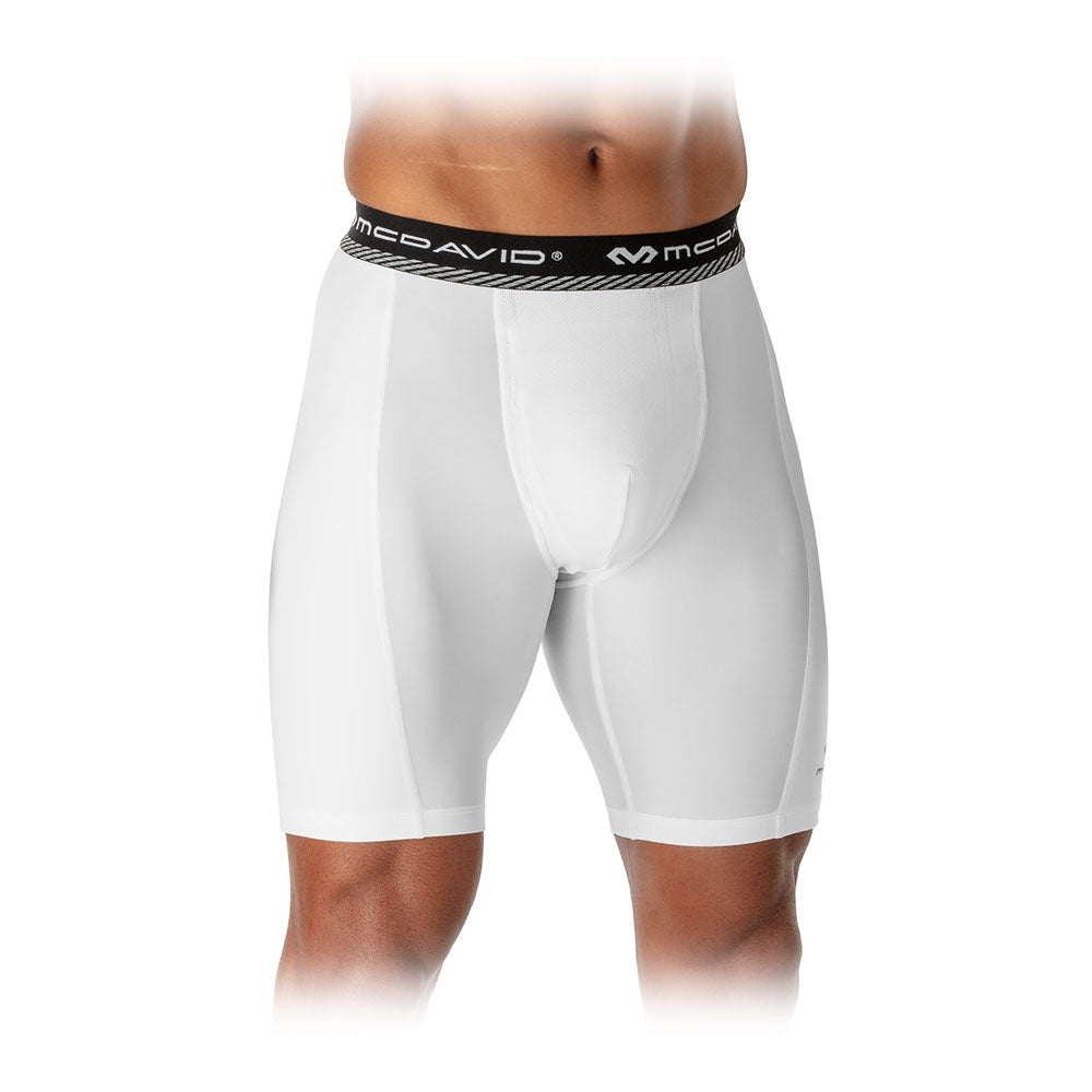 Men's Double Compression Sliding Shorts with Cup Pocket - Moisture Wicking Workout Shorts for Running, Gym & Sports Training
