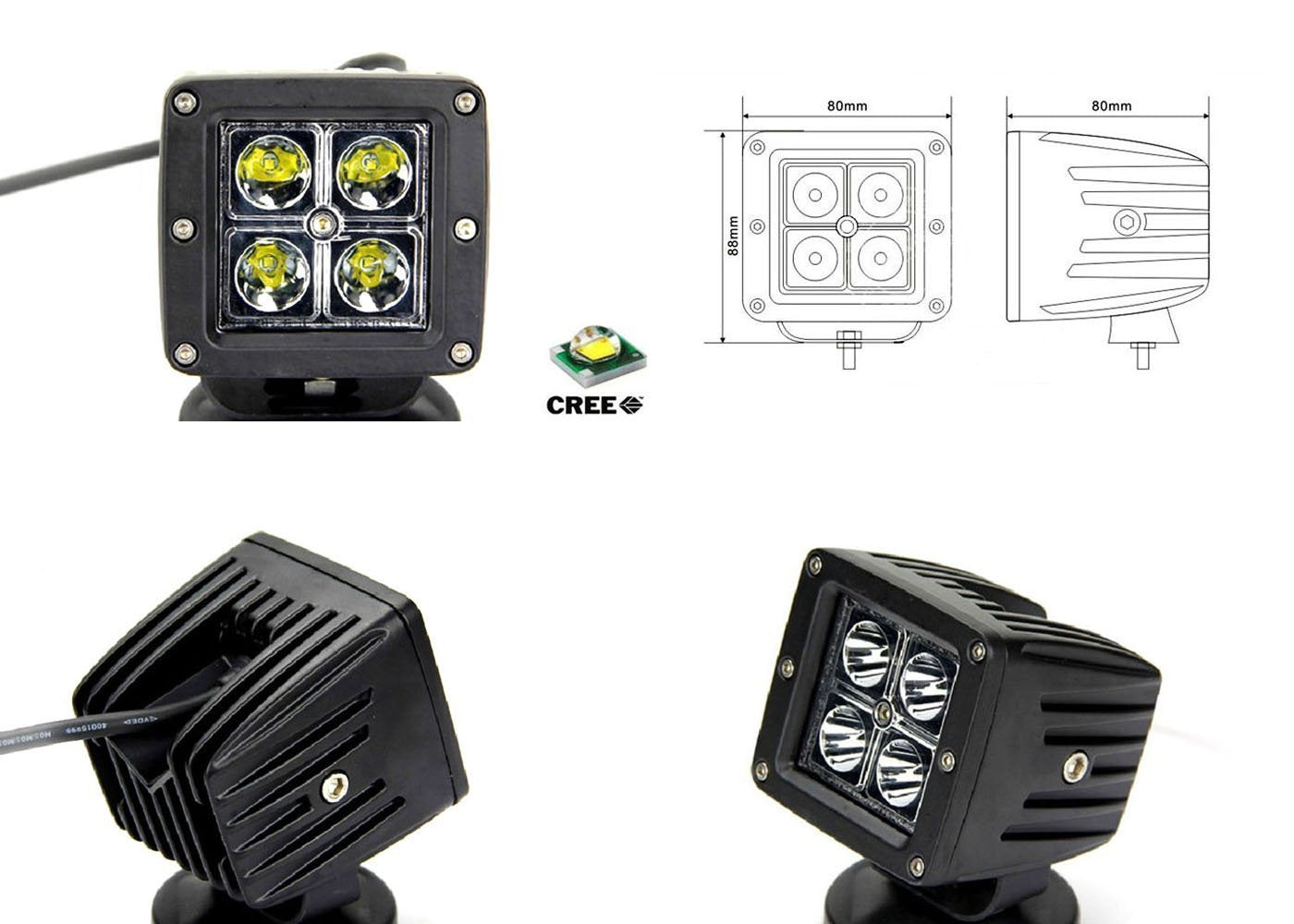 40W CREE LED Pods with Lower Bumper Mounting Bracket & Wiring Harness for 2015-2020 Ford F150 - Off-Road Lighting, Fog Lights, Truck Accessories