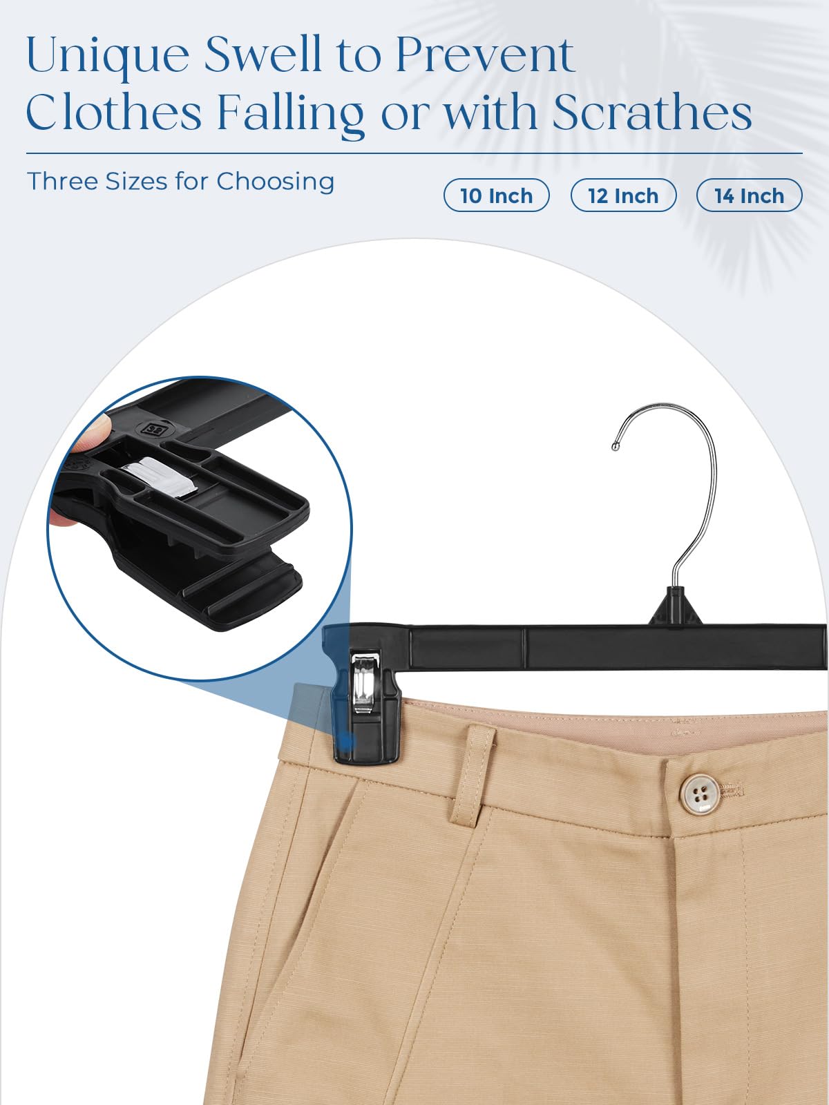 Smartor Space Saving Heavy Duty Hangers - 180 Pack Slim Plastic Pants & Shorts Hangers with Non-Slip Ridged Design, 360° Rotating Chrome Swivel Hook & Pinch Clips (Black, 10 Inch) - Perfect for Closet Organization, Laundry Room & Travel Storage