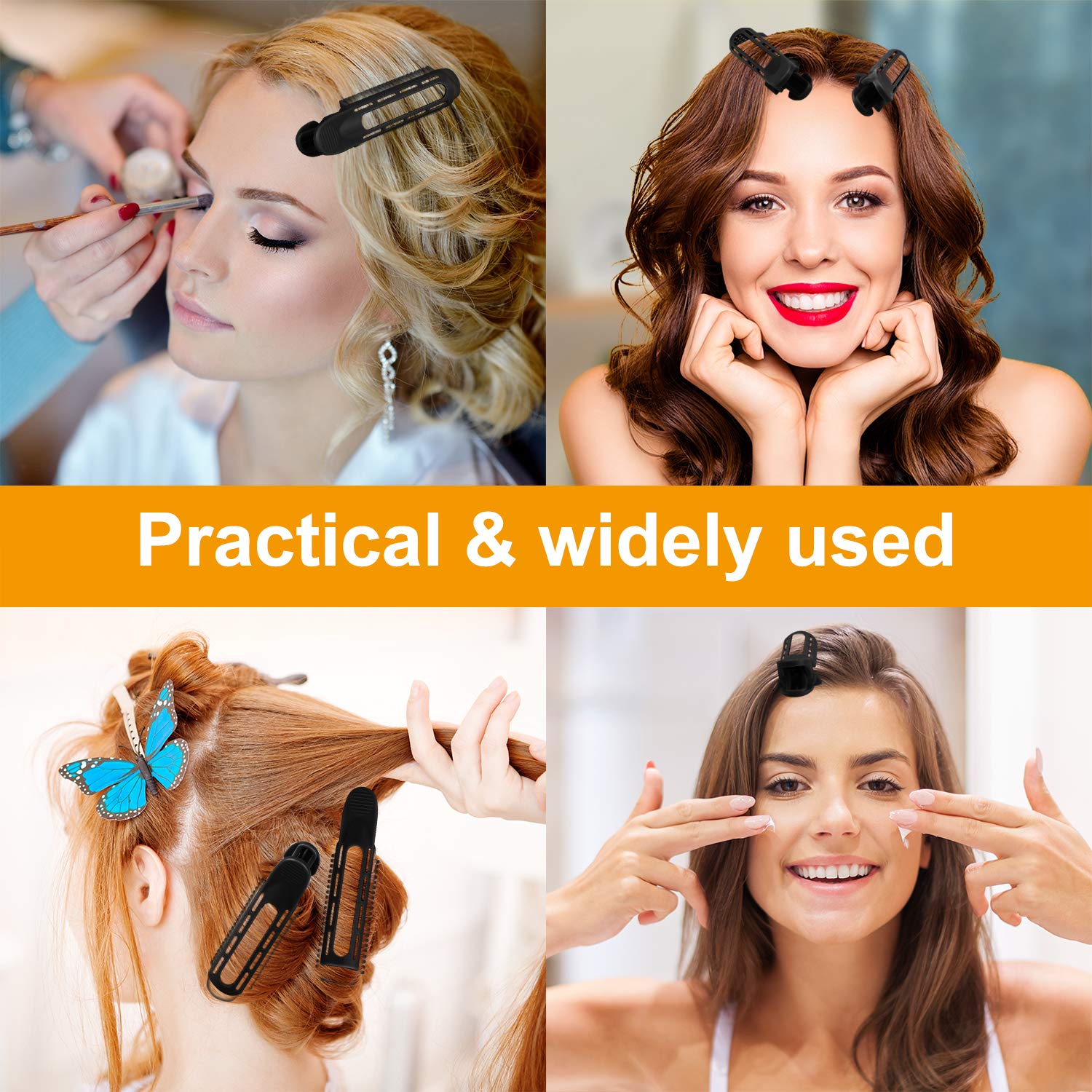 6pcs Volumizing Hair Root Clips for Women - Instant Hair Volume Boost, Fluffy & Natural Look for Thin & Curly Hair - Includes 2 Roller Tools (Black) | Perfect for Daily Styling, Parties & Special Occasions