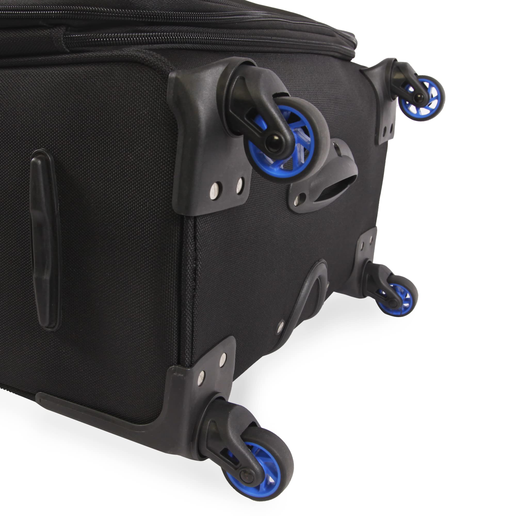 NAUTICA Emry 2-Piece Softside Luggage Set - Black & Blue Spinner Suitcase for Travel, Business Trips & Vacations | Lightweight Durable Carry-On & Checked Bags