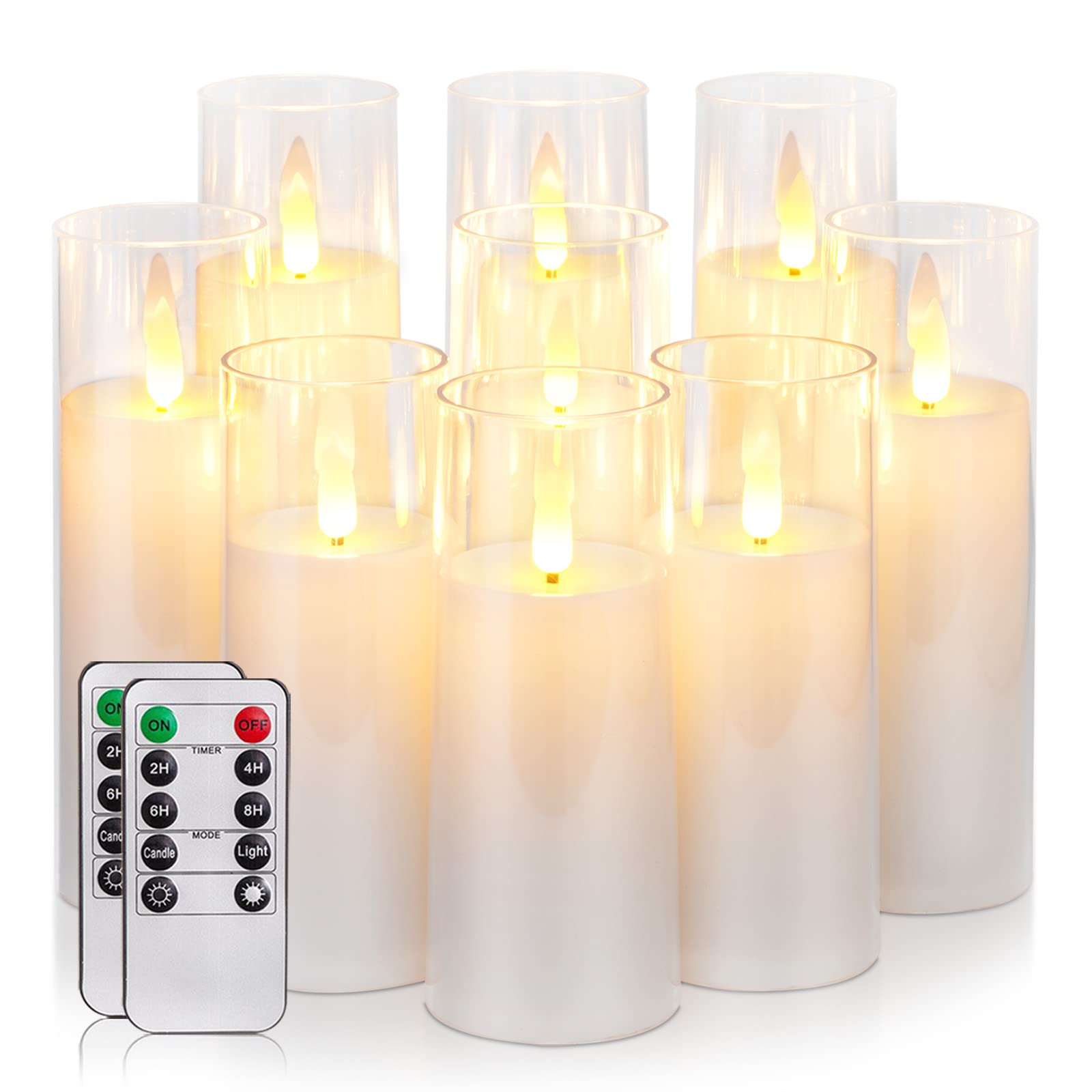 Homemory 9-Pack Pure White LED Flameless Candles with Remote & Timer - Battery Operated Fake Candles for Wedding Centerpieces, Home Decor, Christmas, Dinner Parties & Romantic Ambiance