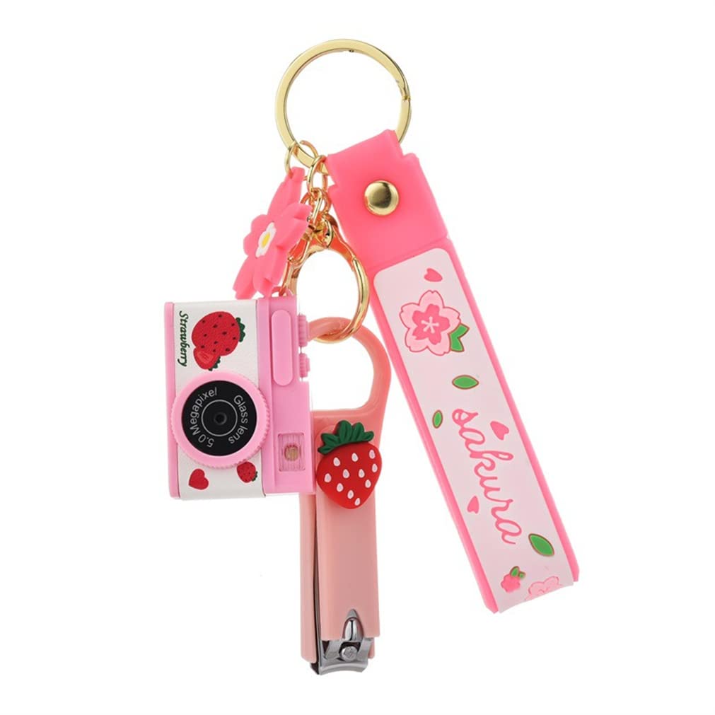 Ergugos Pink Camera Keychain with LED Light & Sound Effects - Creative Fashion Car Bag Charm, Cute Couple Gift for Students, Anti-Lost Keychain for Backpacks & Keys | Perfect for School, Travel & Daily Use