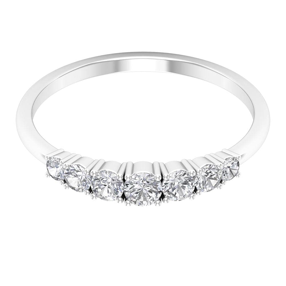 1/2 CT Moissanite Seven Stone Ring - 14K Solid Gold Graduated Style Wedding Band for Women | Elegant Anniversary Gift, Engagement Ring, Promise Jewelry for Her
