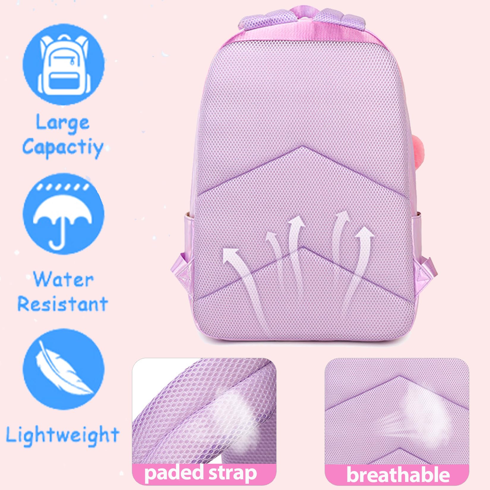**Girls Backpack for School - 16 Inch Laptop Backpack with Lunch Box for Teens & Elementary Students - Durable Bookbag for Middle School, College & Travel**    *(Perfect for Daily School Use, Study Trips, and Outdoor Adventures!)*