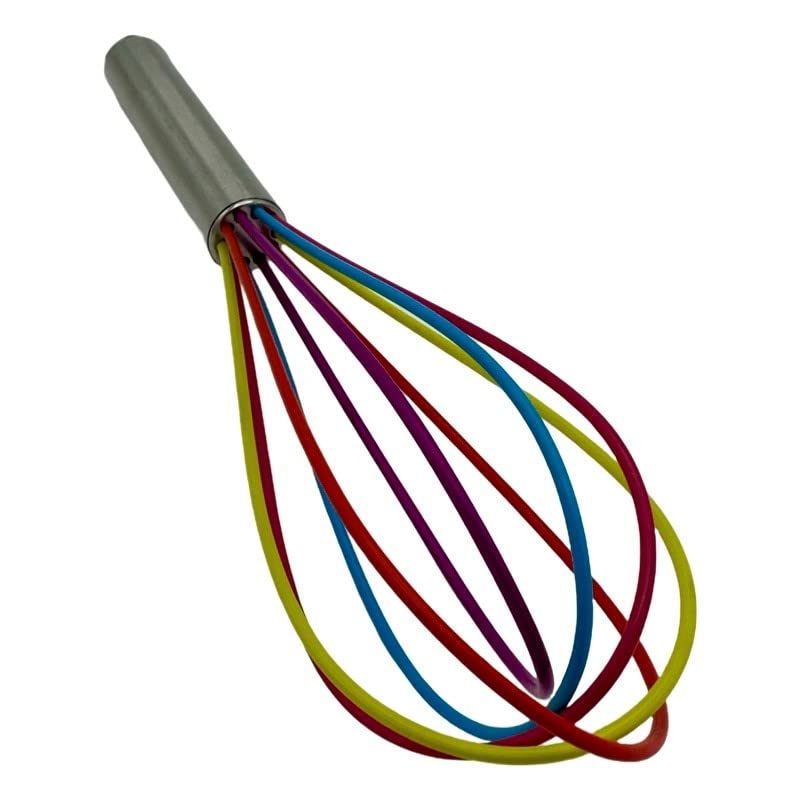 TIJAR® Silicone Kitchen Whisk - Stainless Steel with Soft Flexible Silicone, Durable & Flexible Baking Utensil for Mixing, Whisking, and Beating in Modern Kitchens