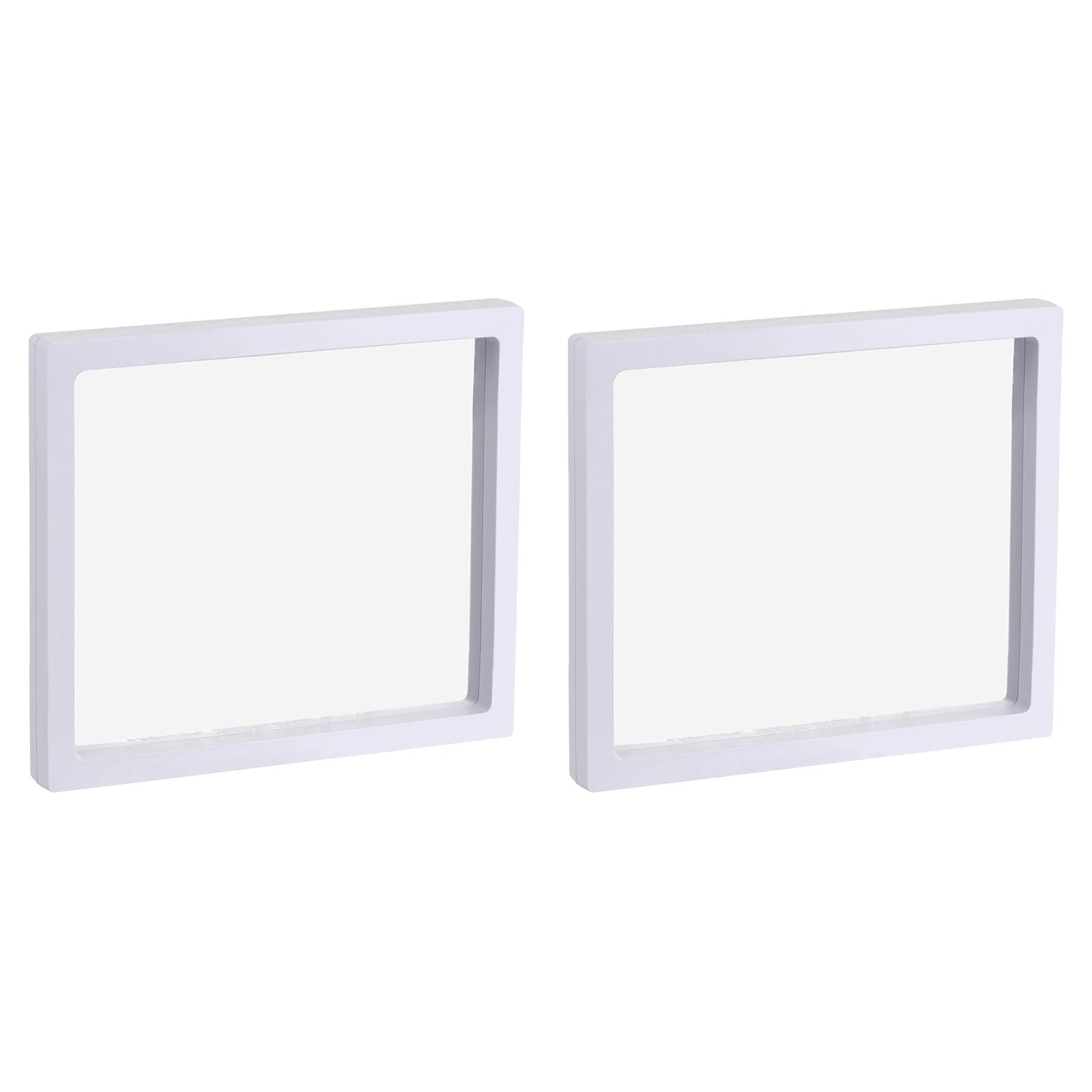 Meccanixity 3D Floating Jewelry Display Stand - 7.09 x 7.09 x 0.79 Inch White Frame Holder for Rings, Necklaces, Bracelets & Earrings (Pack of 2) - Perfect for Boutique Showcase, Wedding Ring Presentation & Retail Store Displays