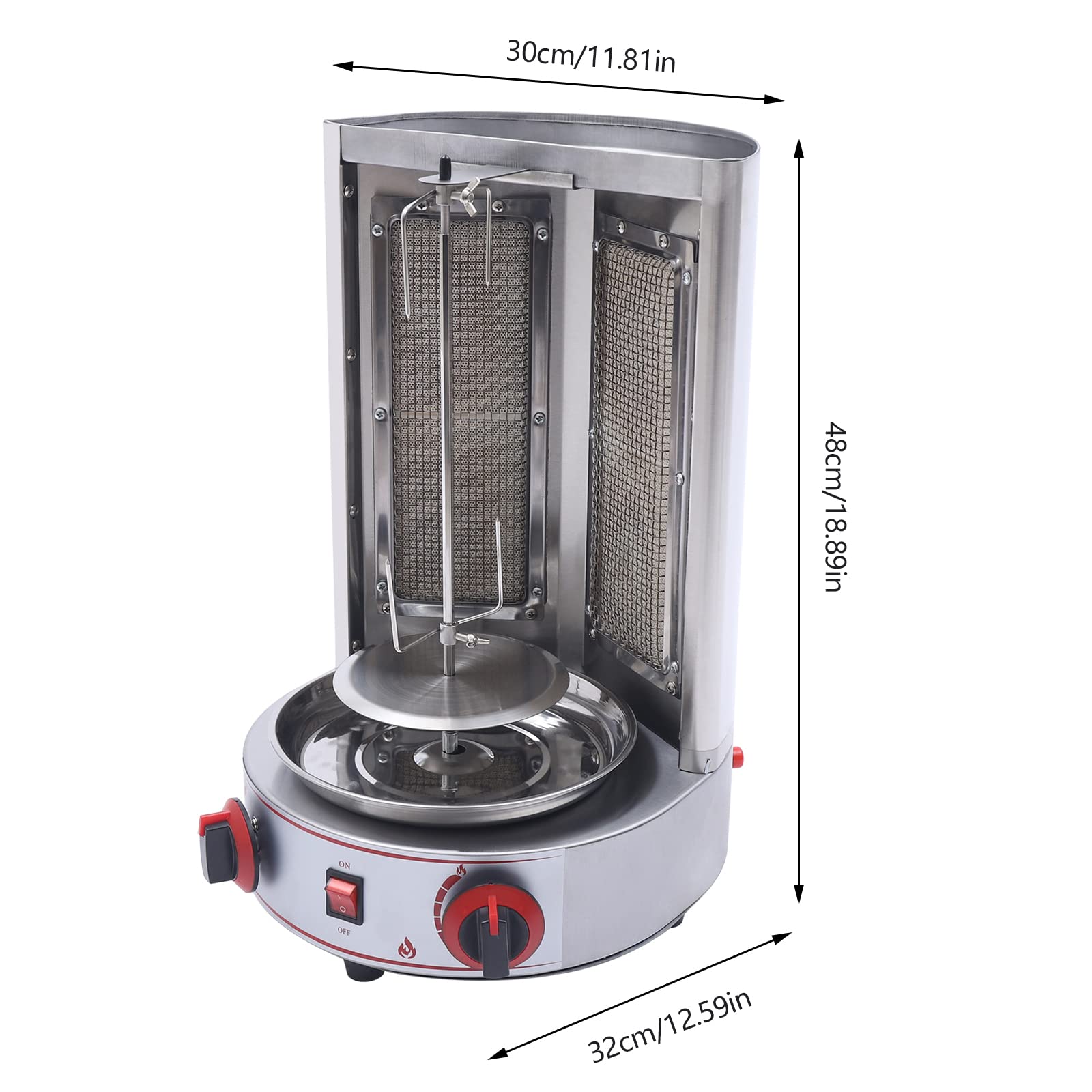 Premium Commercial Shawarma Grill Machine - Vertical Gas Broiler for Doner Kebab, Gyro & Shawarma - Propane-Powered Rotisserie Cooker for Restaurants, Food Trucks & Catering Events