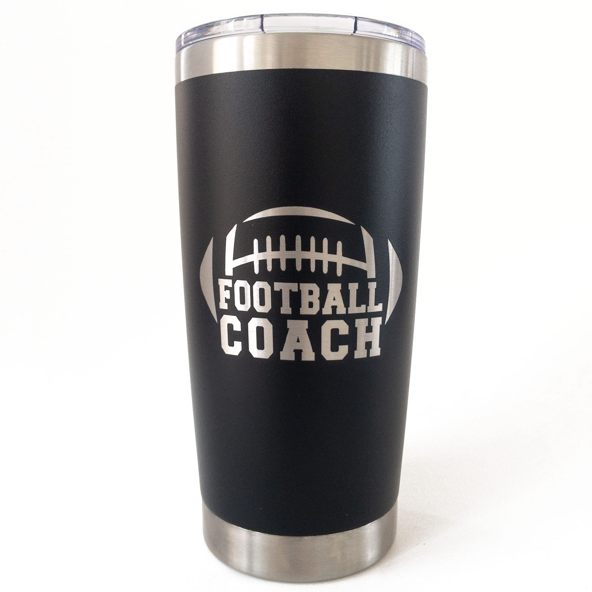 20oz Football Coach Travel Mug - Insulated Stainless Steel Tumbler with Lid & Straw - Perfect Coaching Gift for Men, Dad, Husband - Great for Practice, Games & Office Use