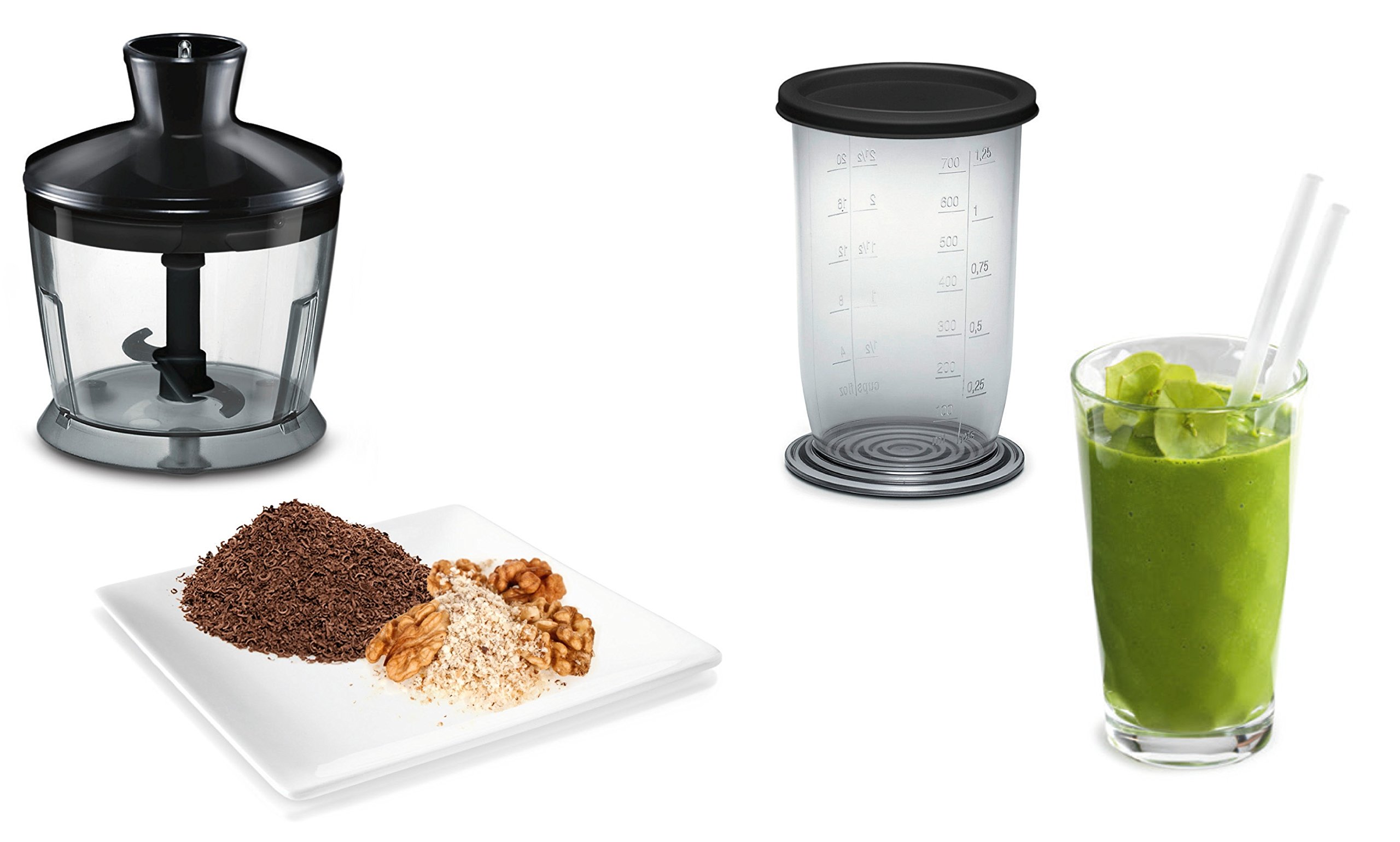Bosch MSM2610B 600W Hand Blender with 4 Blades - Black/Grey - Powerful Immersion Blender for Smoothies, Soups & Food Prep - Includes Chopper Attachment - Perfect for Kitchen, Camping & Small Spaces