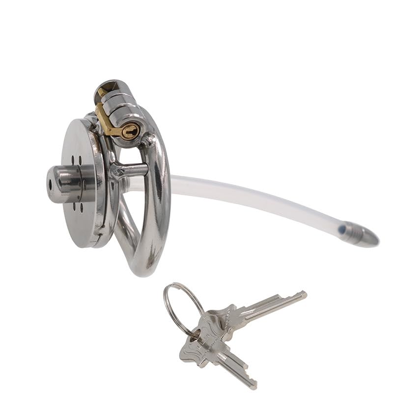 Premium Stainless Steel Chastity Cage with Urethral Catheter - Male Chastity Device, Beginner-Friendly Penis Cage, SM Bondage Ring for Couples - Perfect for BDSM Play & Long-Term Wear