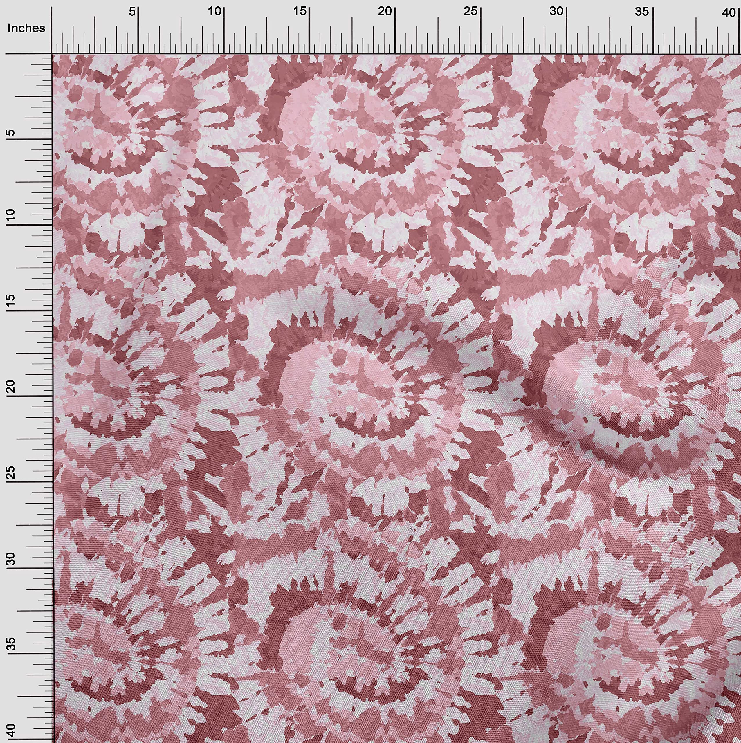 oneOone Polyester Spandex Pink Tie-Dye Fabric - 56 Inch Wide Asian Style Dress Material for DIY Clothing, Home Decor & Craft Projects