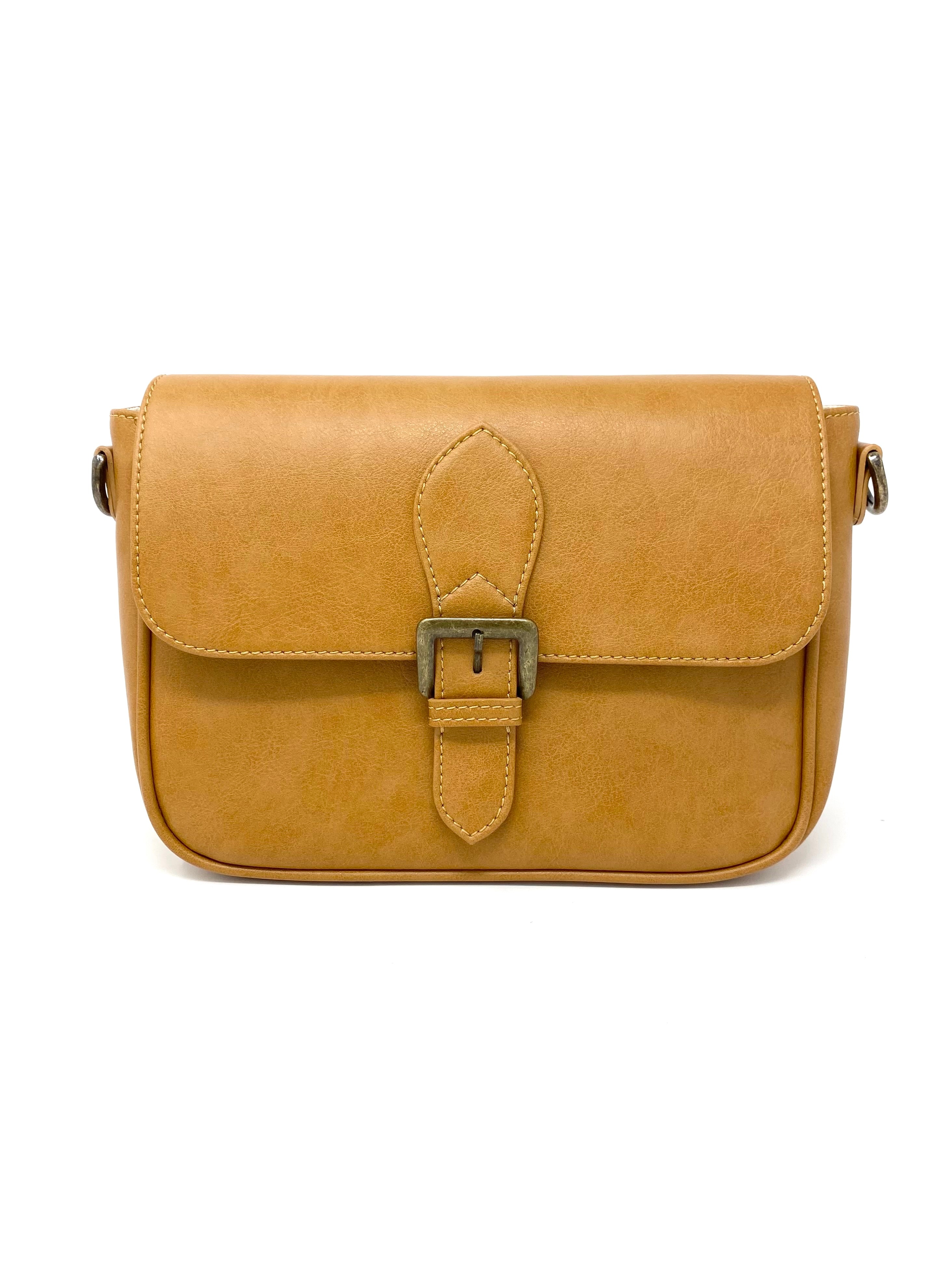 Novacas Juliana Saddle Bag in Camel - Stylish Leather Crossbody Purse for Women | Perfect for Work, Travel & Everyday Use