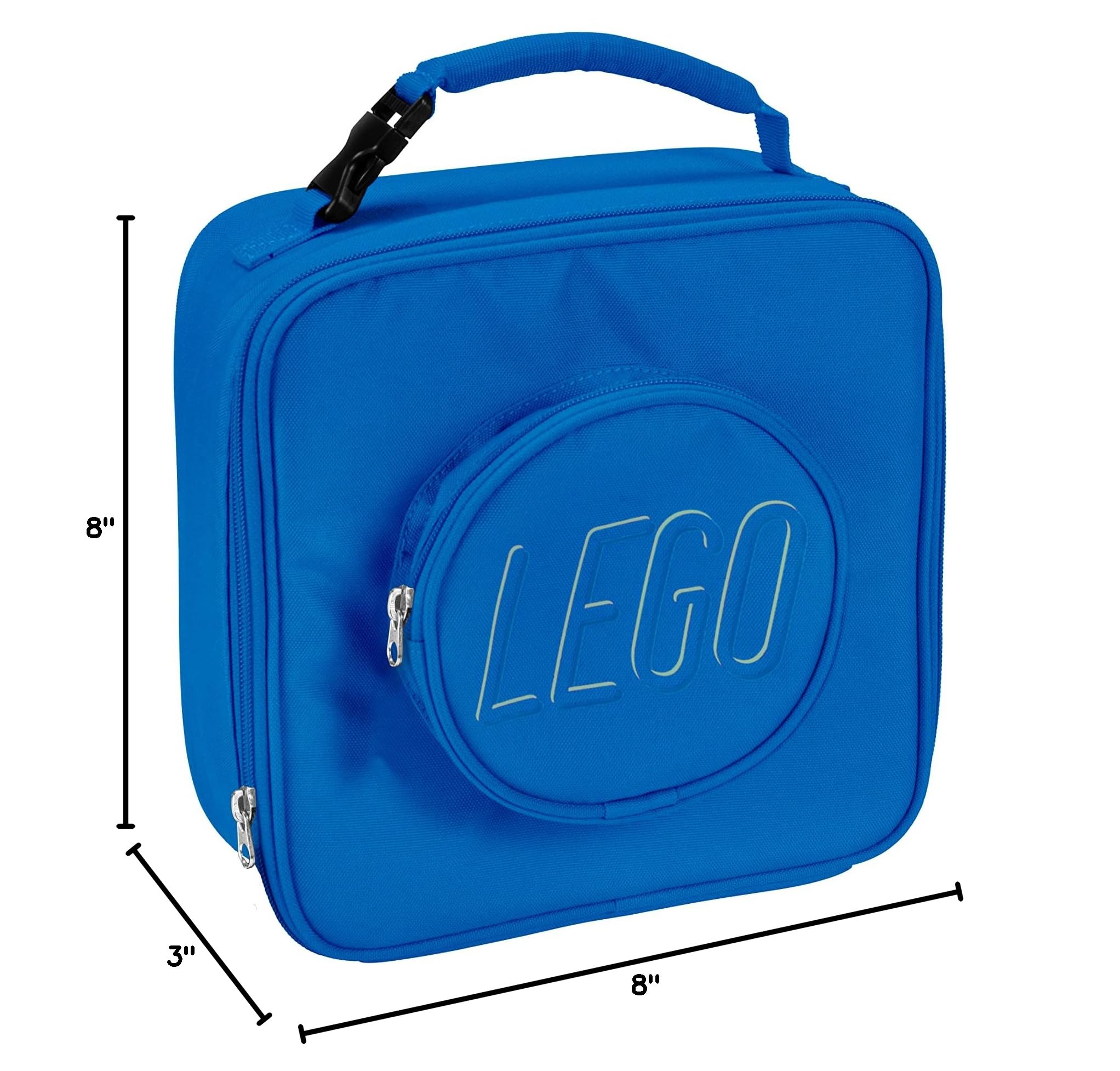 LEGO Insulated Lunch Bag with Mesh Pouch & Zipper Compartment - Durable Reusable Cooler Lunch Box for School, Work, Picnic & Travel - Blue