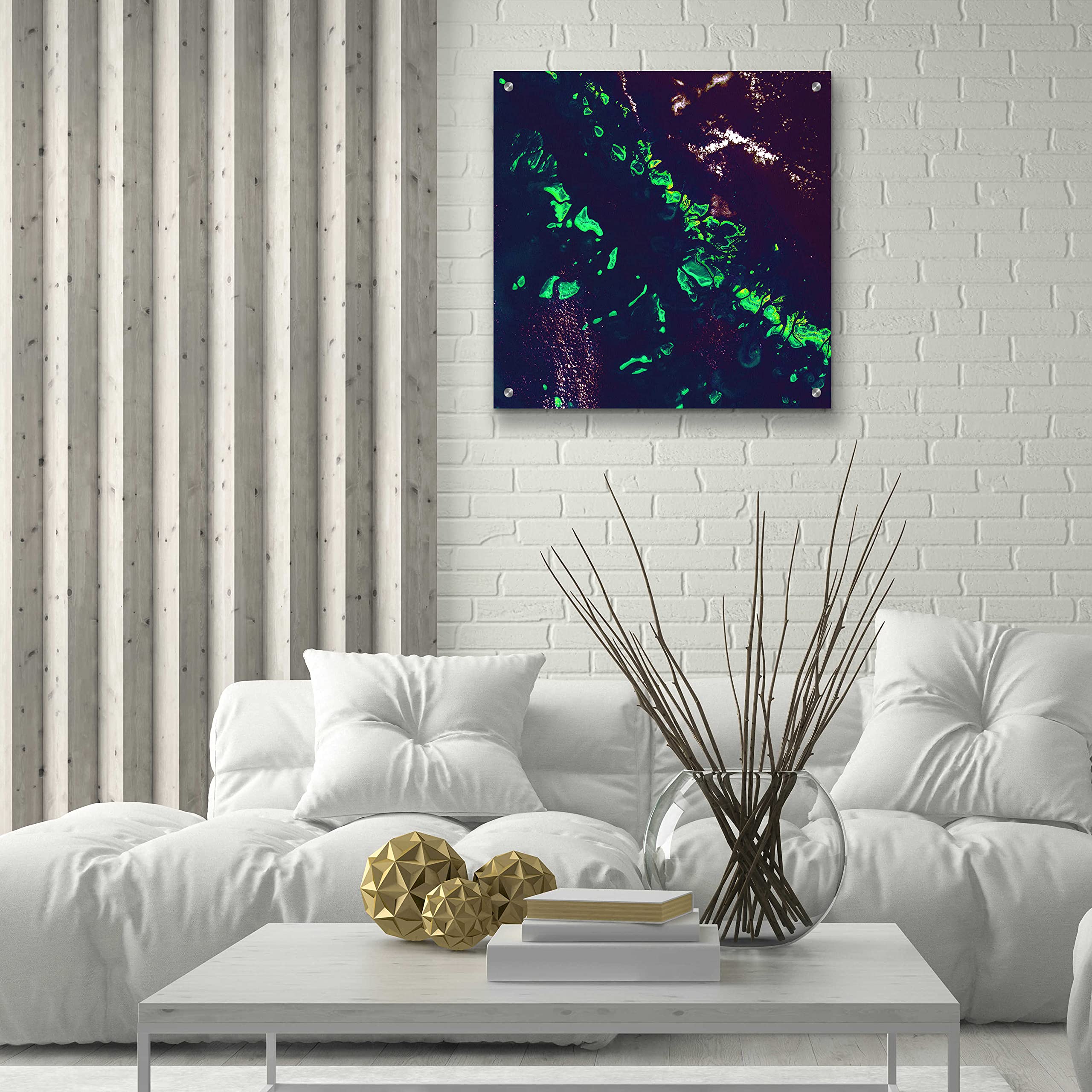 Epic Art 'Earth as Art: Great Barrier Reef' Acrylic Glass Wall Art Print - 24x24 Inches - Vibrant Ocean Decor for Living Room, Bedroom & Office