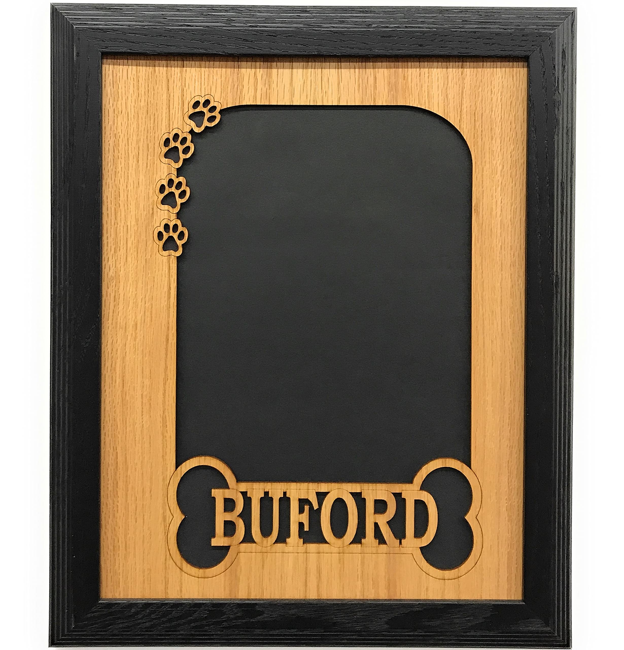 Personalized Dog Bone & Paw Prints Picture Frame - 11x14 Inch Black Wooden Photo Frame for Pet Lovers - Perfect for Memorial, Birthday Gifts & Home Decor