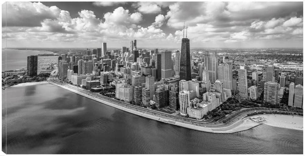 Chicago Gold Coast Panoramic Canvas Wall Art - Fine Art Print by Adam Romanowicz - 50x26 Inches - Ready to Hang - Perfect for Living Room, Bedroom, Office & More - Home Decor & Wall Decor Gift Idea