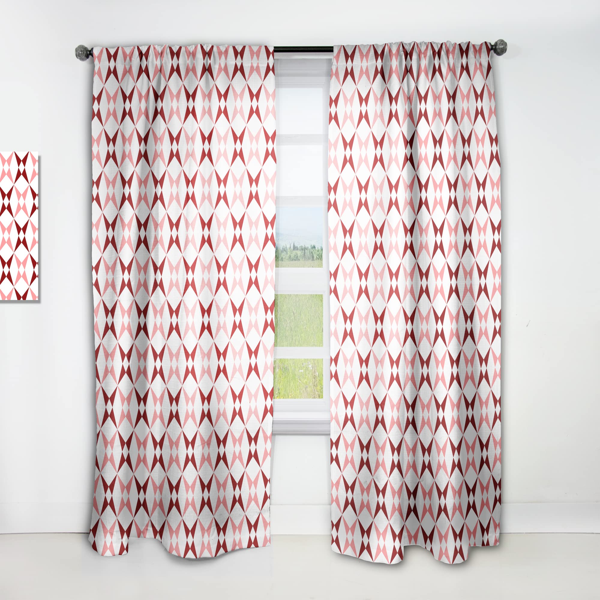 DesignQ Retro Grid Pattern Thermal Insulated Curtains - Single Panel 52x120 - Blackout Drapes for Bedroom & Living Room - Perfect for Home Decor, Privacy & Temperature Control