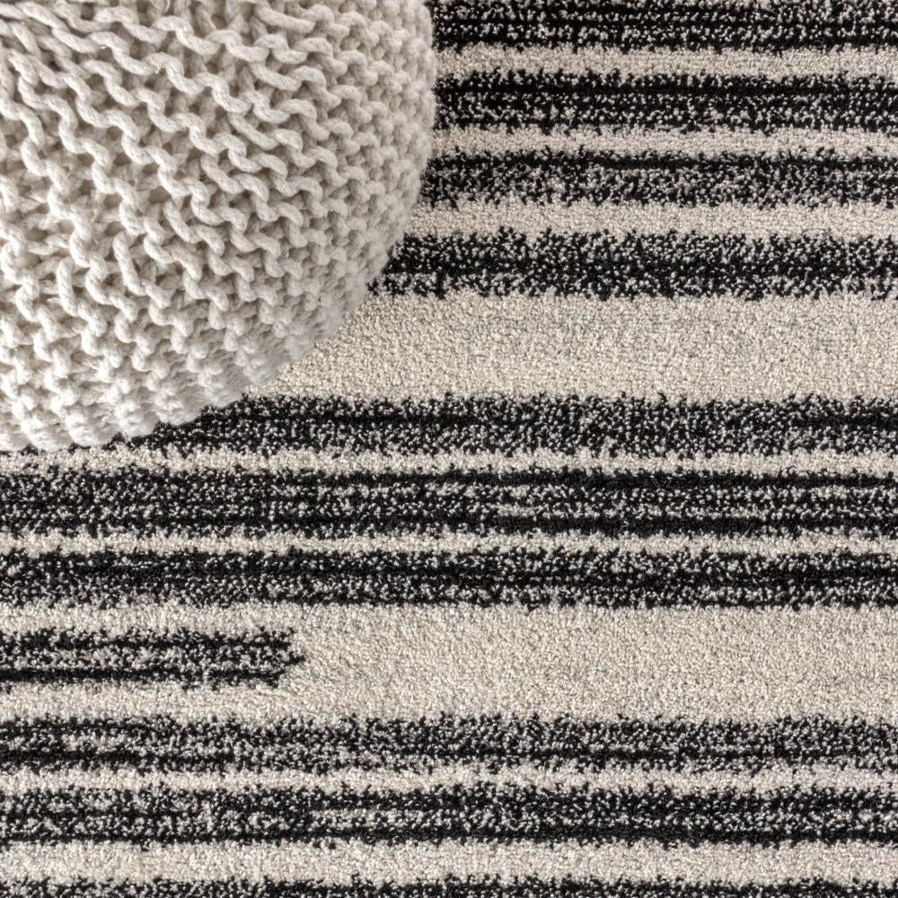 Khalil Modern Berber Stripe Area Rug - Soft Moroccan Style Non-Slip Living Room Carpet for Home Decor, Bedroom & Office