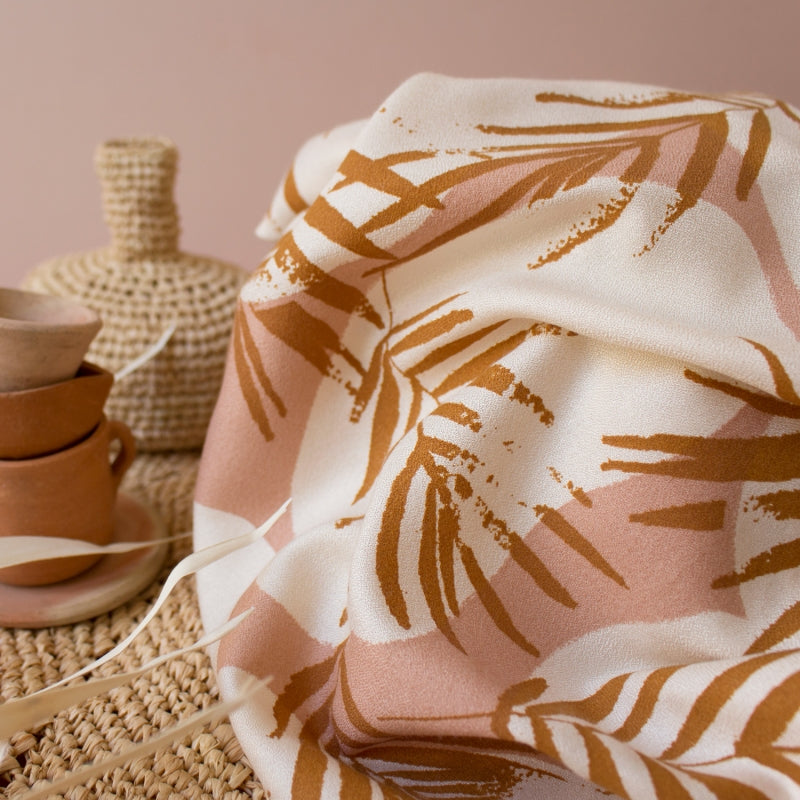 Viscose Crepe Fabric with Lenzing™ EcoVero™ Sustainable Fibers | Atelier Brunette Canopy Ochre | Perfect for Dresses, Blouses & Eco-Friendly Fashion | On Sale