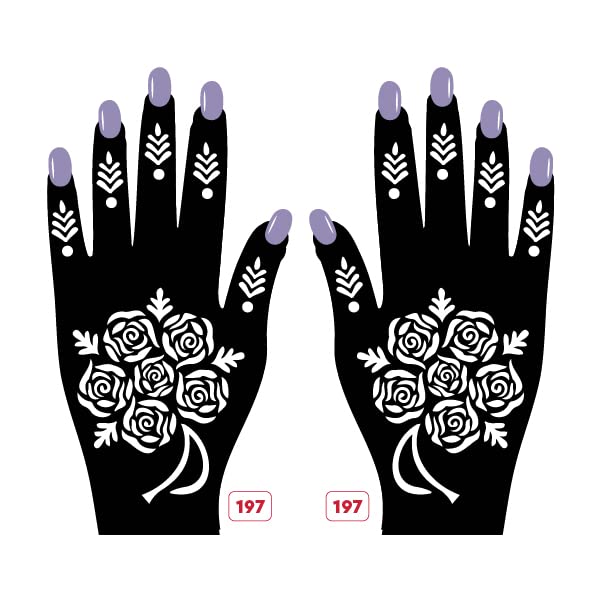 Apcute Henna Tattoo Kit for Kids, Girls & Women - Easy to Use Temporary Tattoo Stencil Stickers with Beautiful Mehandi Designs (Design No. H-B-197) - Perfect for Parties, Weddings, Festivals & DIY Body Art