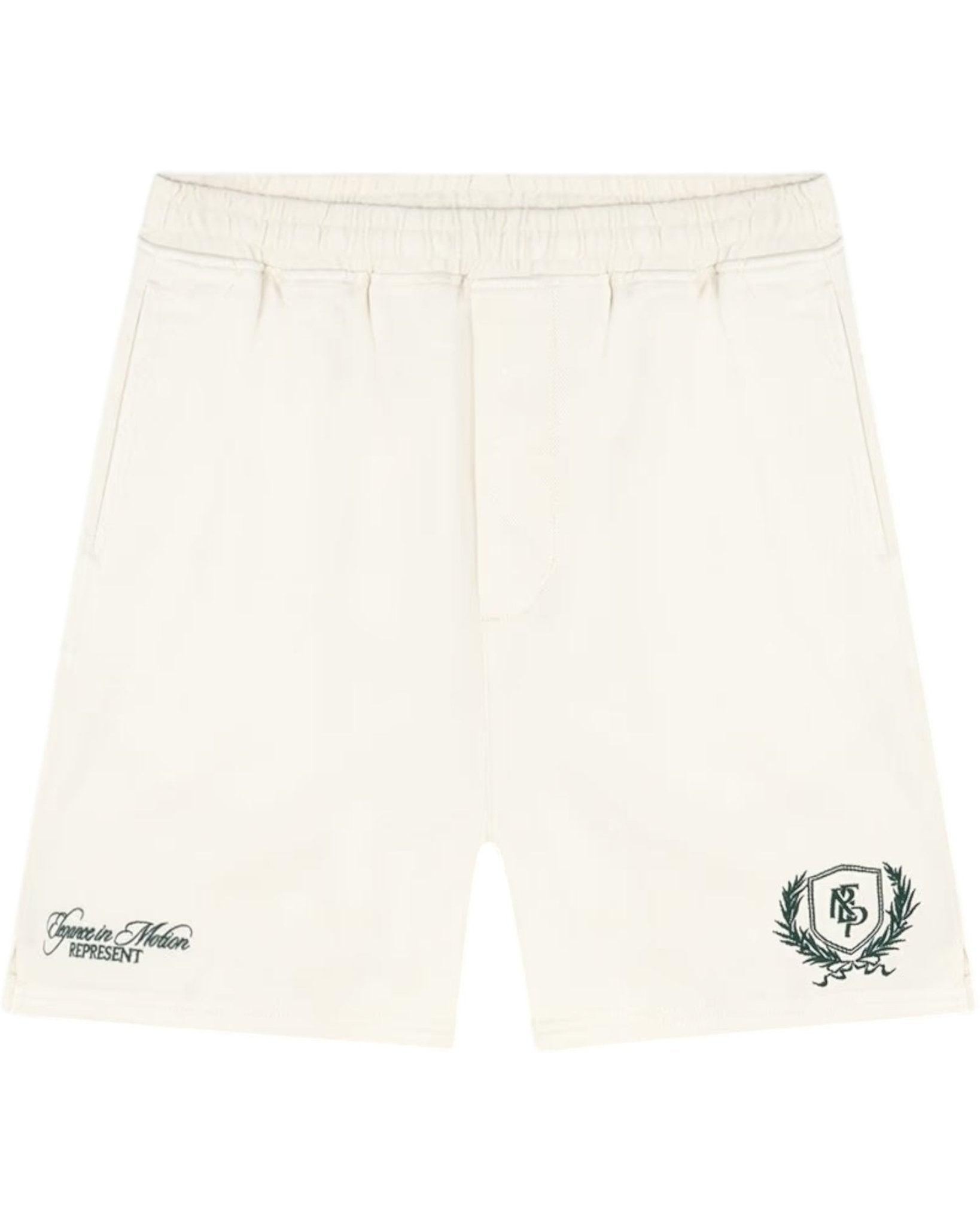 Represent MLM71019 Crest Short - Antique White Vintage-Inspired Shorts for Women | Perfect for Casual Outings, Beach Trips & Summer Styling