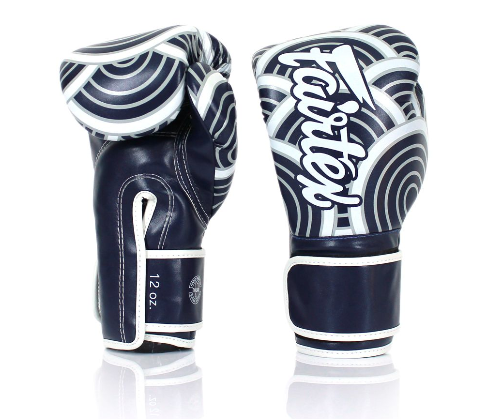 Fairtex Japanese Art Blue Wave Boxing Gloves - Premium Training Gloves for Muay Thai, Kickboxing & MMA - Ideal for Sparring, Bag Work & Fitness Training