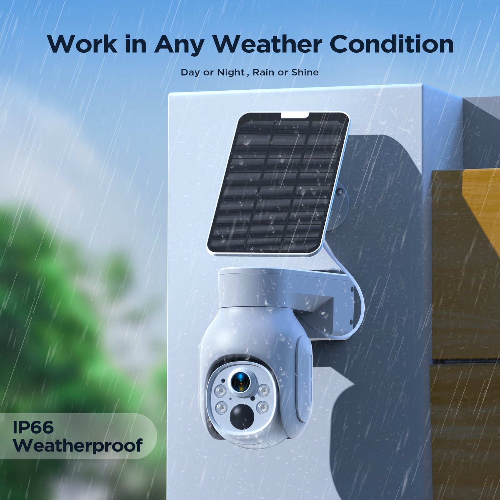 Campark SC23 2K WiFi PTZ Wireless Solar Security Camera System with 500GB Hard Drive - Outdoor Home Surveillance, Business Monitoring, Weatherproof Night Vision