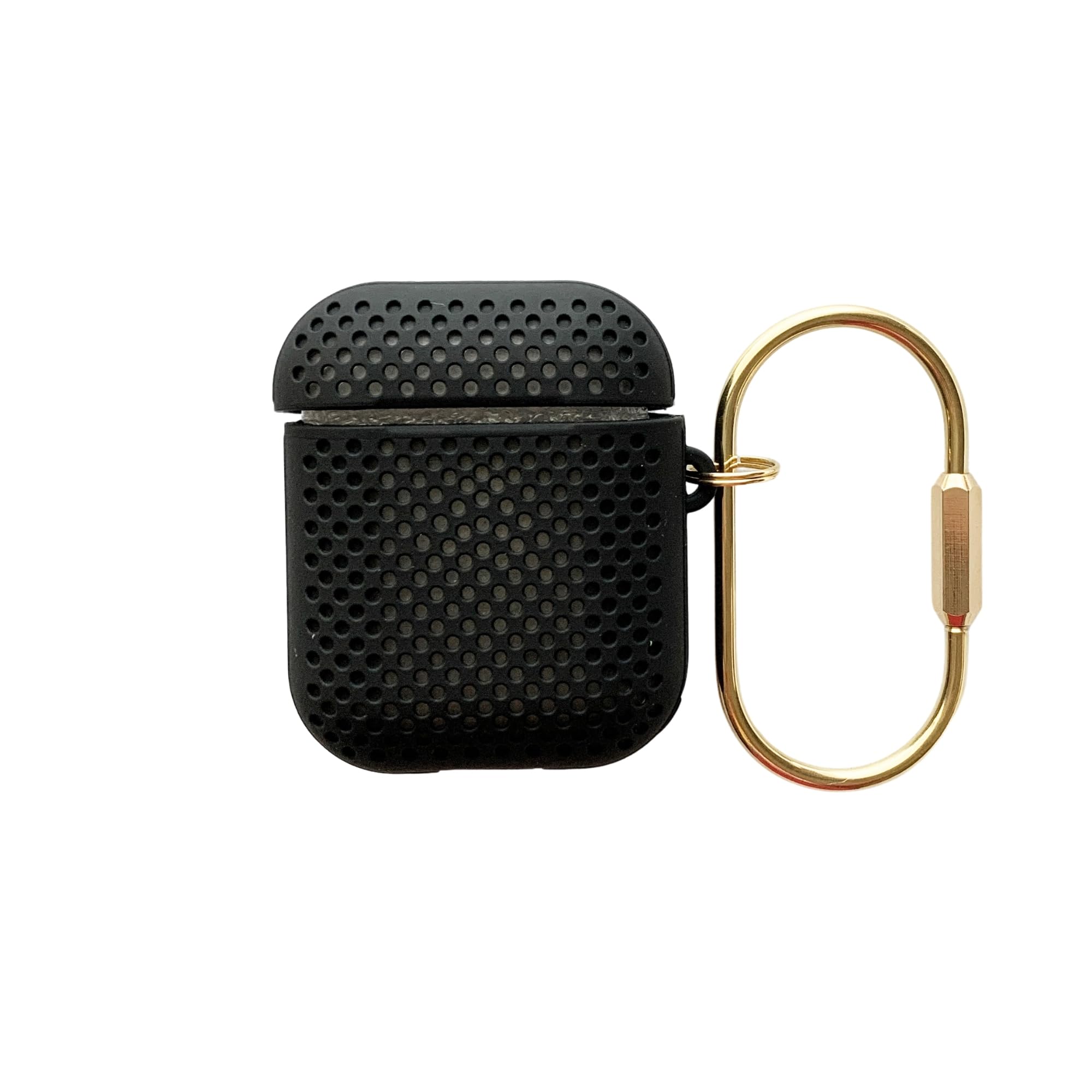 Janet Gwen AirPods 1 & 2 Case - Slim Protective Hard Shell Cover with Keychain | Lightweight Silicone Case for AirPods (Mesh Black) | Perfect for Gym, Travel & Everyday Use