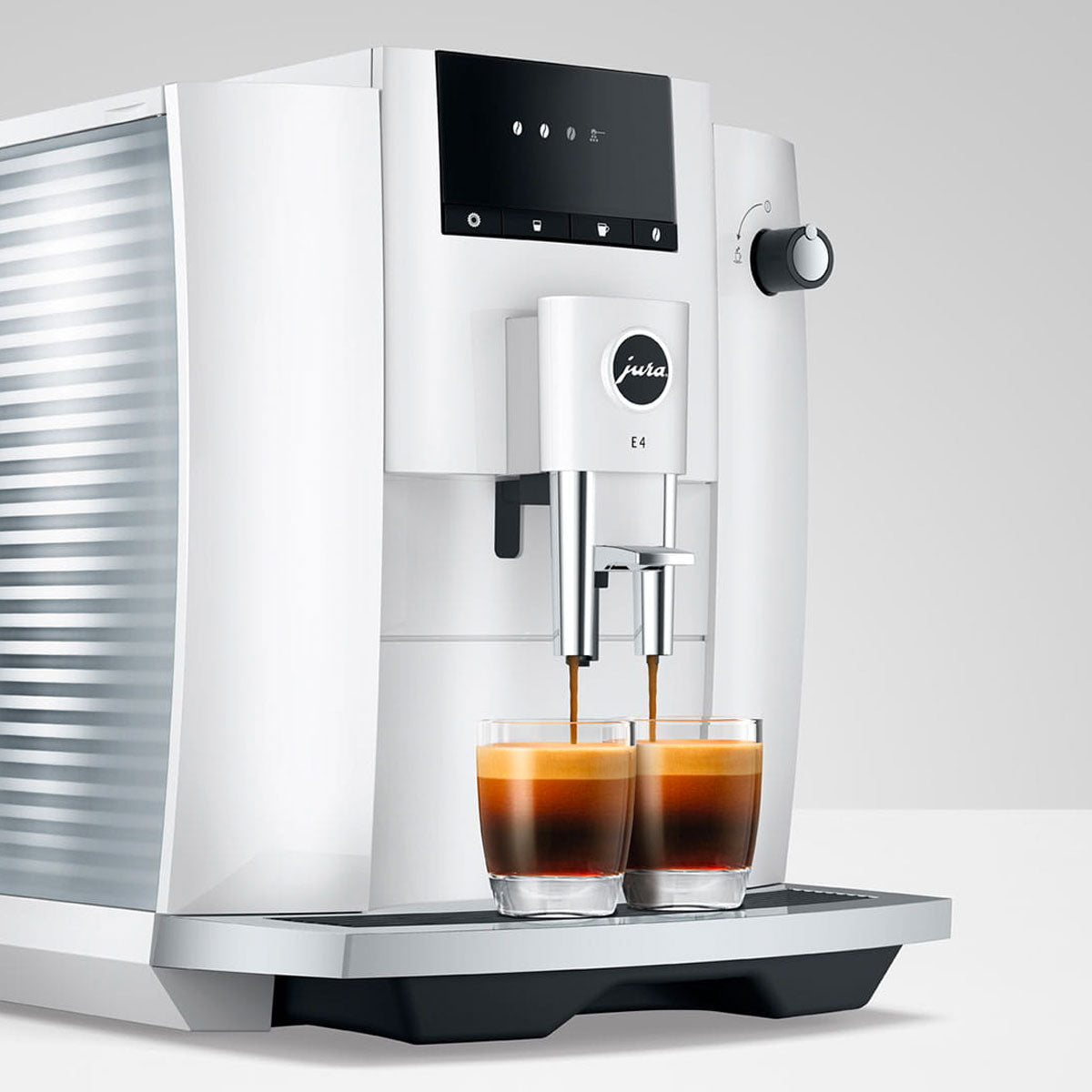 Jura E4 Automatic Espresso Machine in Piano White - Premium Coffee Maker for Home & Office Use #15466