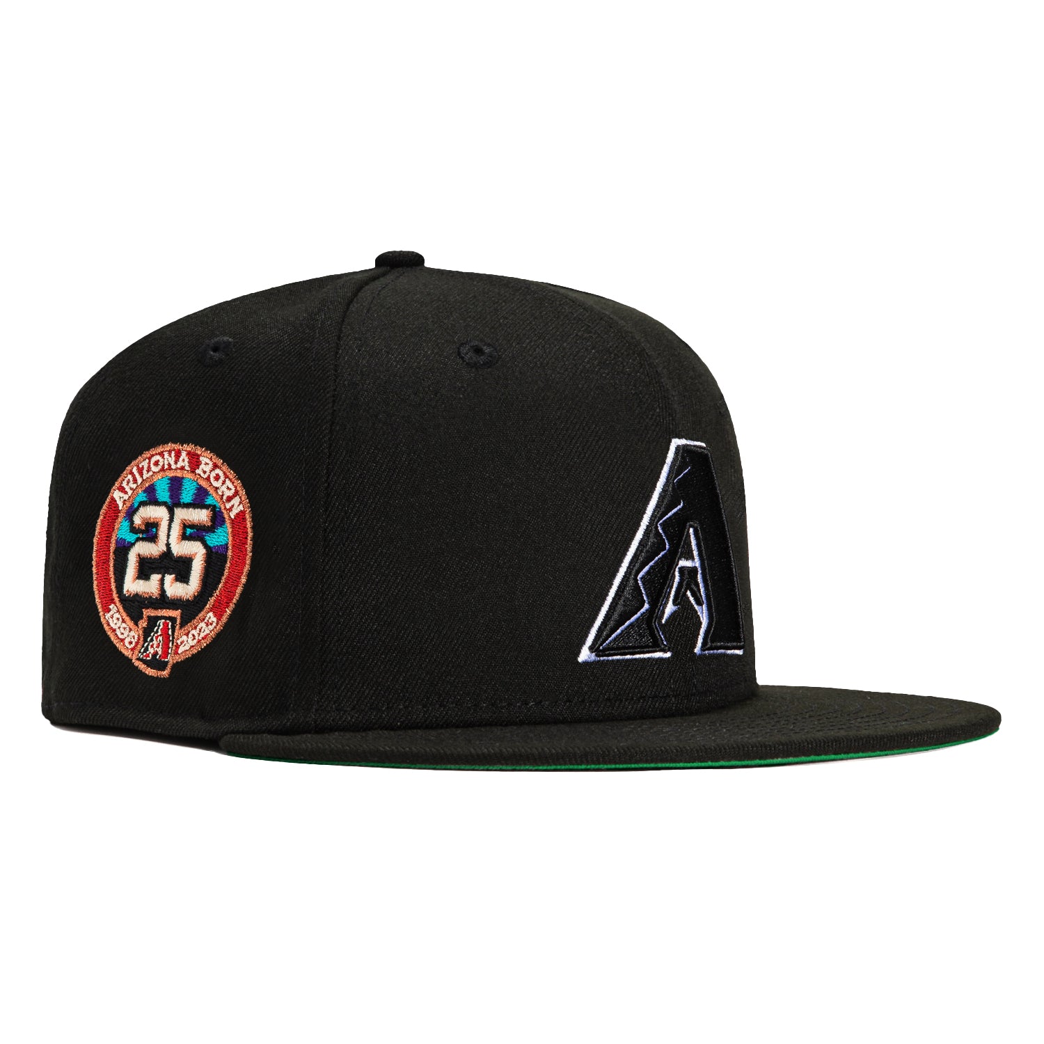 New Era 59Fifty Arizona Diamondbacks 25th Anniversary Patch Snapback Hat - Black & White Adjustable Baseball Cap for Men & Women - Perfect for Games, Fan Gear & Streetwear Fashion