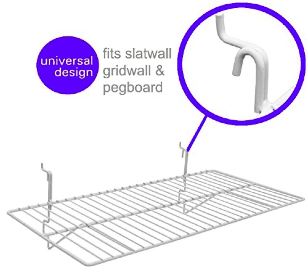 White Wire Slatwall Shelf 24