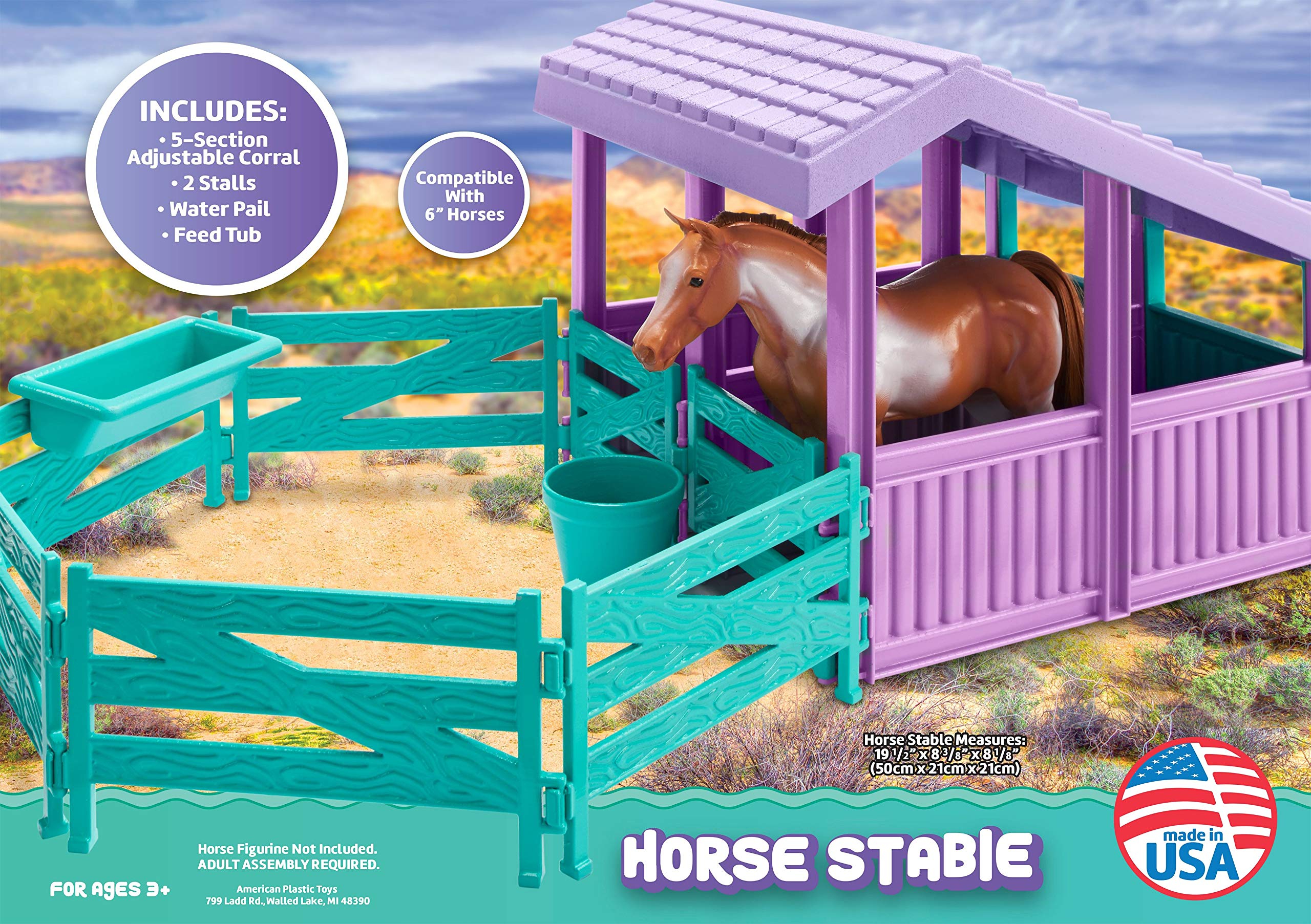American Plastic Toys Doll Horse Stable - Made in USA Medium Size for Kids Pretend Play & Dollhouse Accessories