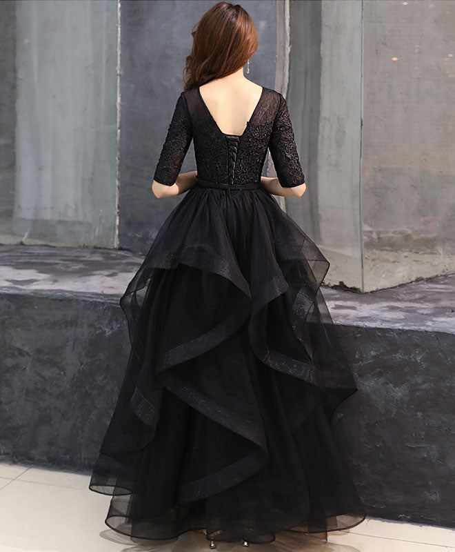 Elegant Black Tulle Lace Long Prom Dress for Women - Formal Evening Gown for Homecoming, Wedding, Ballroom Dance & Special Occasions