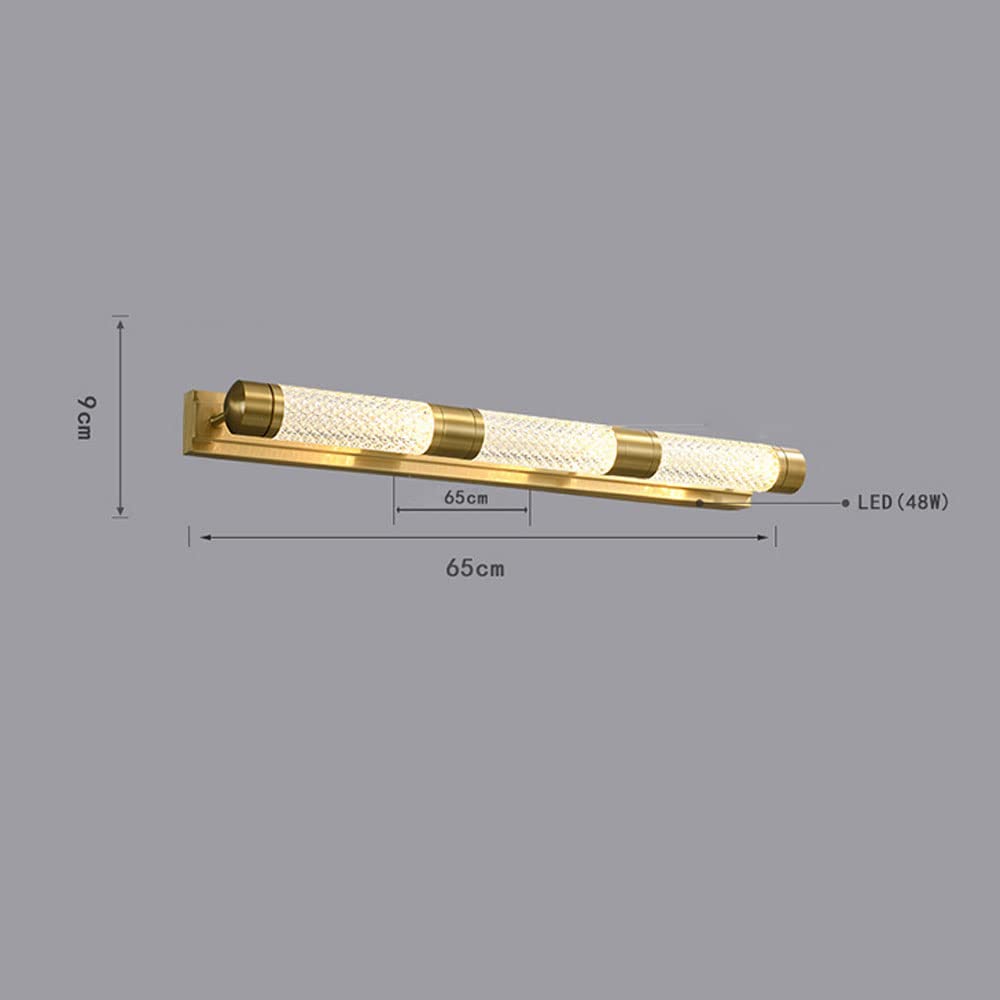 Brass LED Vanity Light Fixture with Acrylic Shade - Copper Wall Mount Bathroom Mirror Lighting for Dressing Table & Picture Frame Illumination | Perfect for Makeup, Shaving & Home Decor