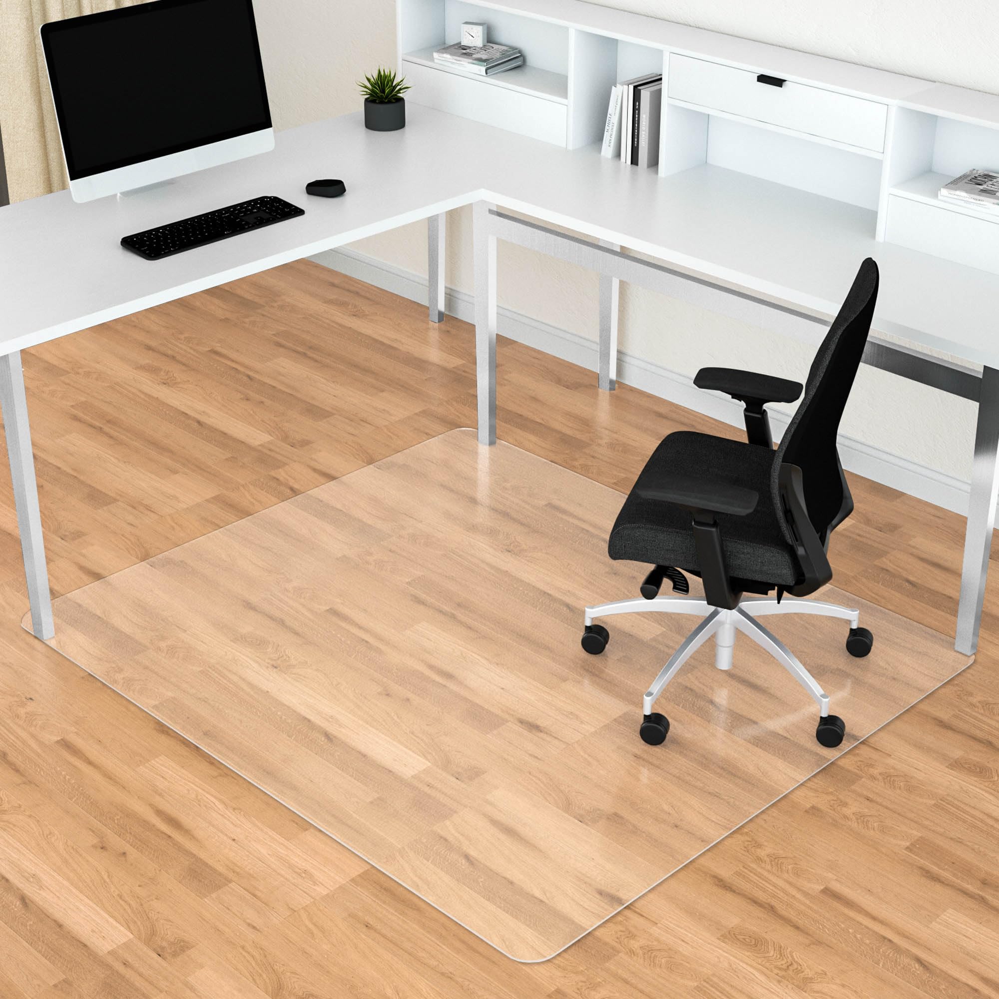 45” x 53” Clear Office Chair Mat for Hardwood Floors - Large Floor Protector Mat for Easy Rolling Desk Chairs - Durable & Easy to Clean Rectangle Chair Mat - Perfect for Home Office, Study Room & Workspace