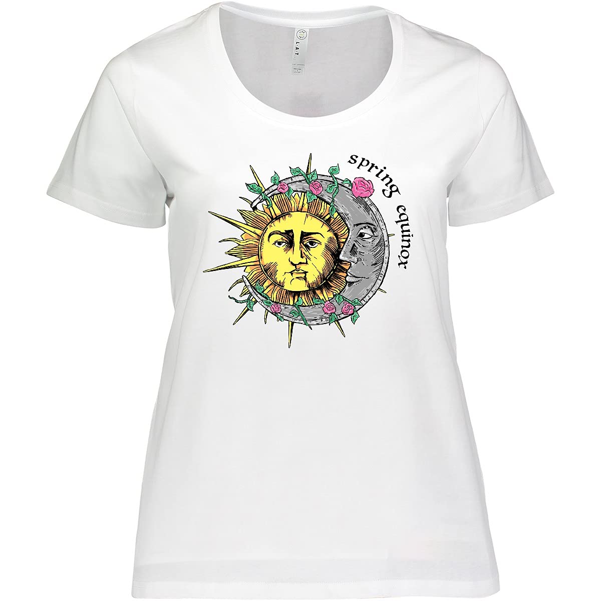 Inktastic 1st Day of Spring Sun and Moon Graphic Plus Size Women's T-Shirt - Cute Spring Tee for Casual Wear, Outdoor Activities & Seasonal Fashion