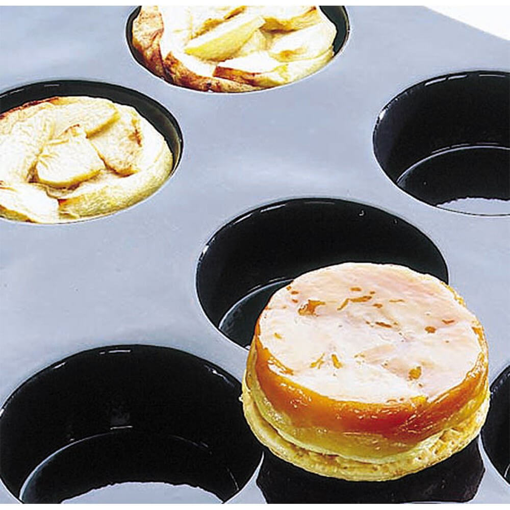 Matfer Bourgeat 8 Oz Silicone Flexipan Quiche & Tart Mold - 12-Cup Non-Stick Baking Set (Black, Model 336049) | Perfect for Home Baking, Pastry Making, and Professional Dessert Preparation