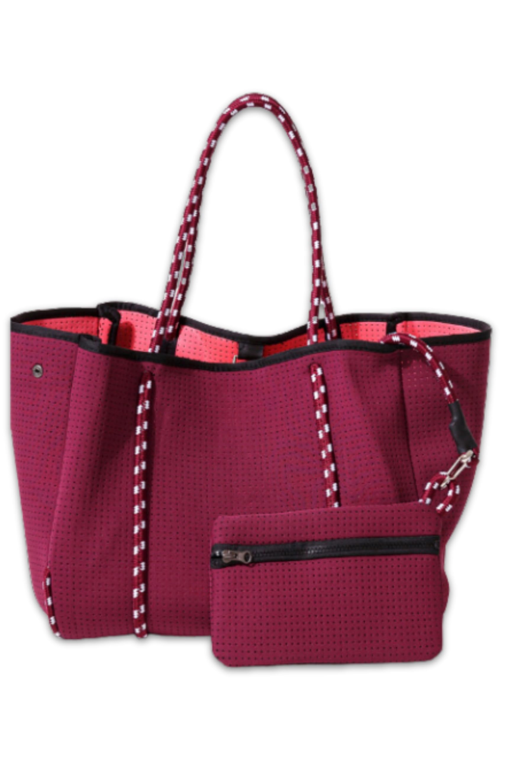 Stylish Large Neoprene Tote Bag for Women - Water-Resistant Designer Handbag with Multiple Pockets & Zipper Pouch | Perfect for Work Commute, Beach Trips, Gym & Travel Essentials