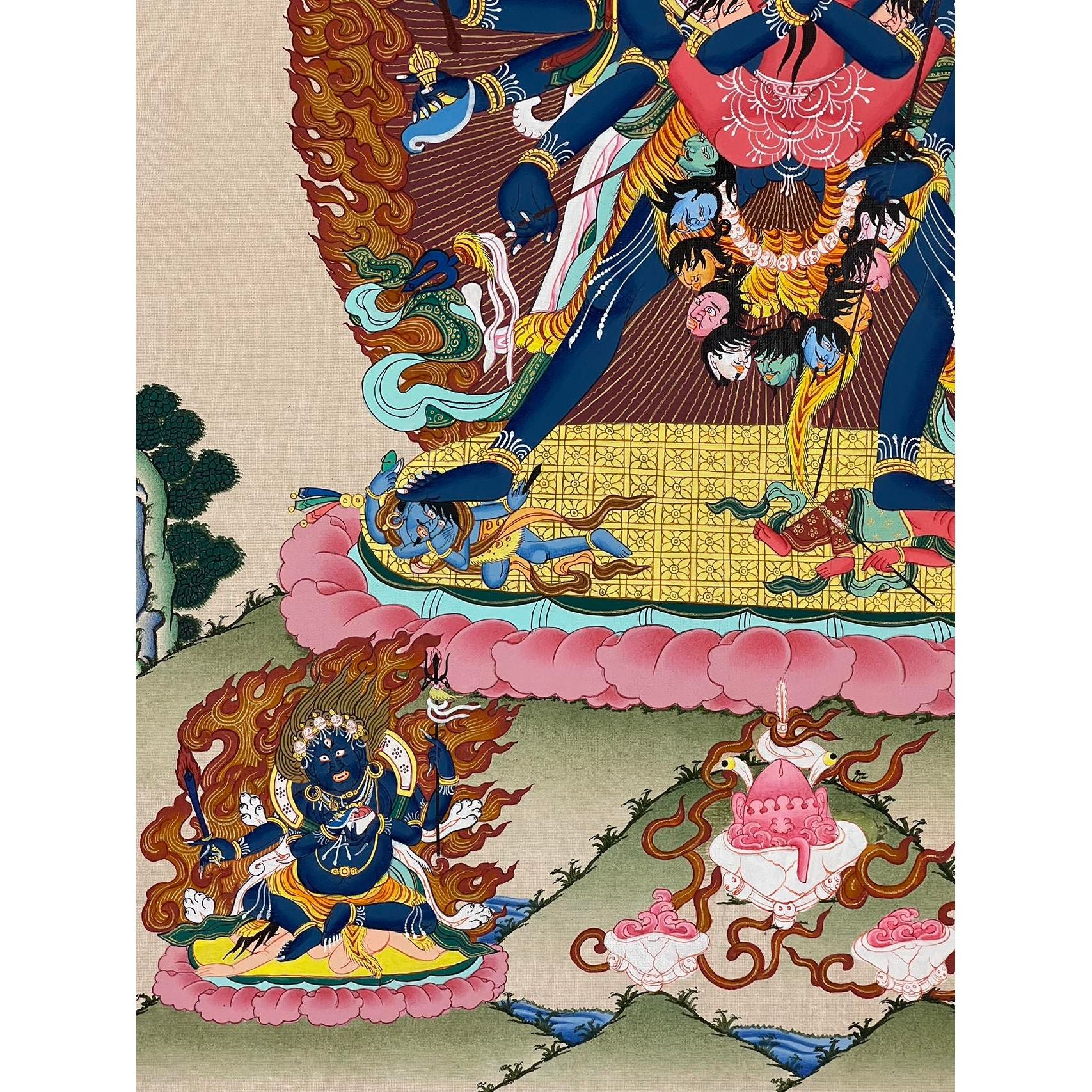 Authentic Chakrasamvara Thangka Hand-Painted Tibetan Buddhist Art for Meditation & Home Decor