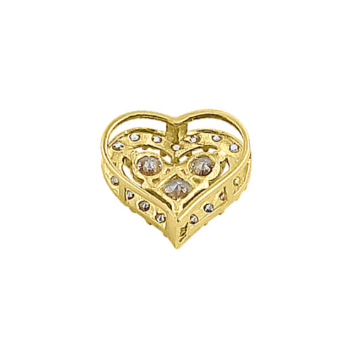 14K Yellow Gold Sparkle Heart Pendant with Round & Princess Cut CZ Stones - Perfect for Valentine's Day Gifts, Anniversary Presents & Everyday Elegance