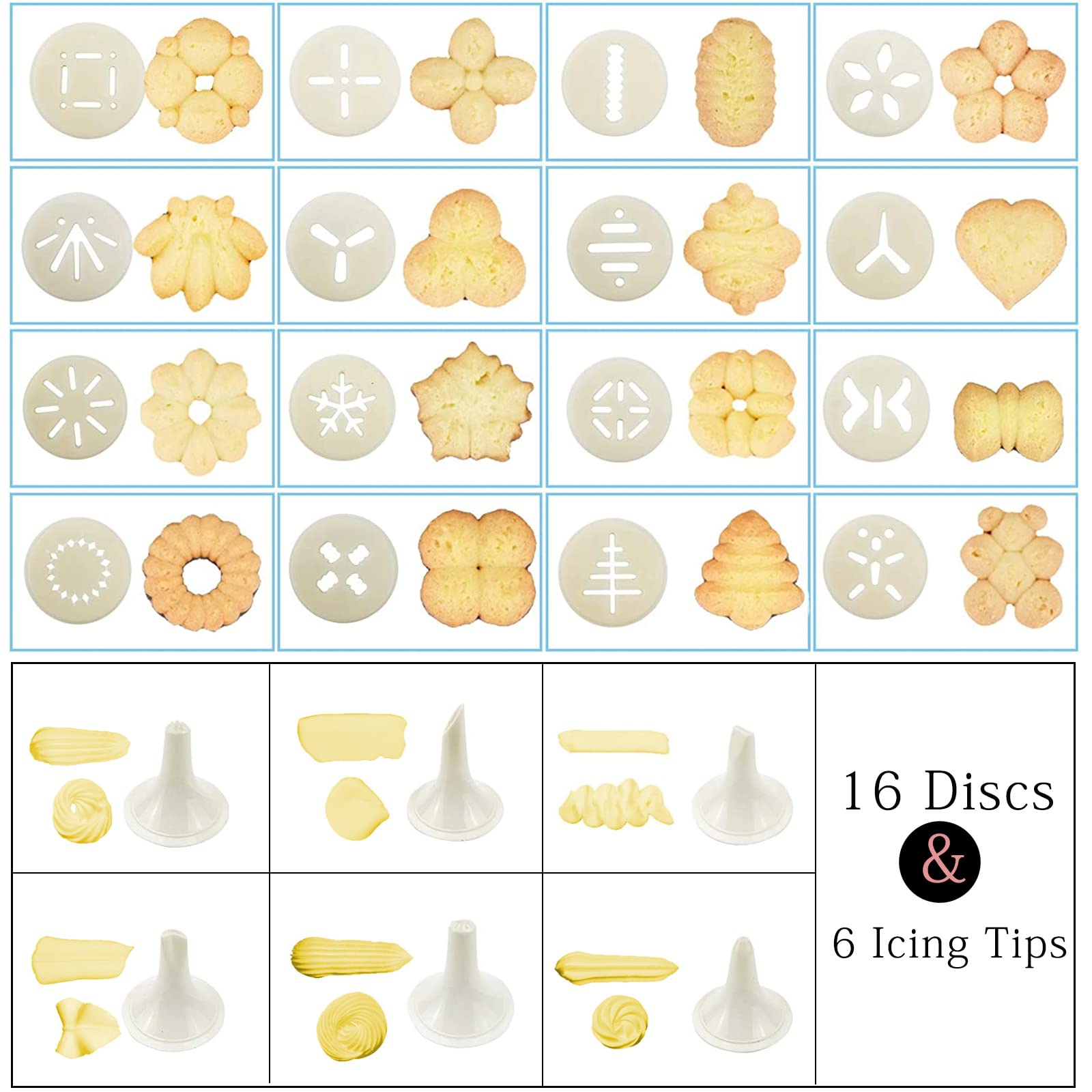 Premium Cookie Press for Baking - Spritz Cookie Maker with 6 Decorating Tips & 16 Discs - Thick Cookie Press Gun Kit for DIY Cookies, Cakes, Pastries - Perfect for Holiday Baking & Party Dessert Decorating (Red)