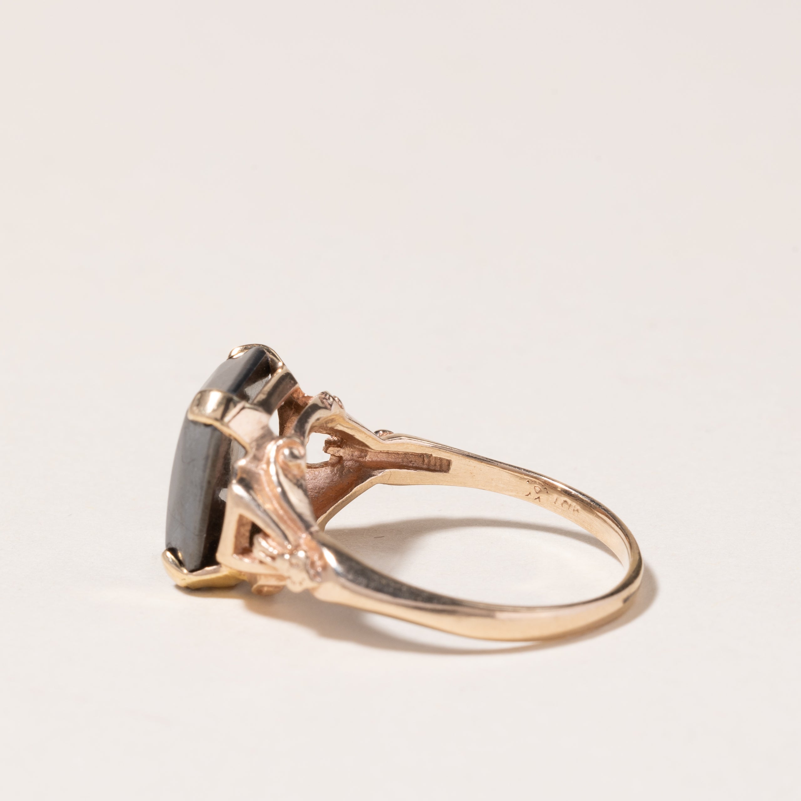 10K Yellow Gold Hematite Ring for Women | 3.39ct Genuine Hematite Gemstone | Size 7.75 | Elegant Stackable Ring for Everyday Wear, Gift for Her, Anniversary Jewelry