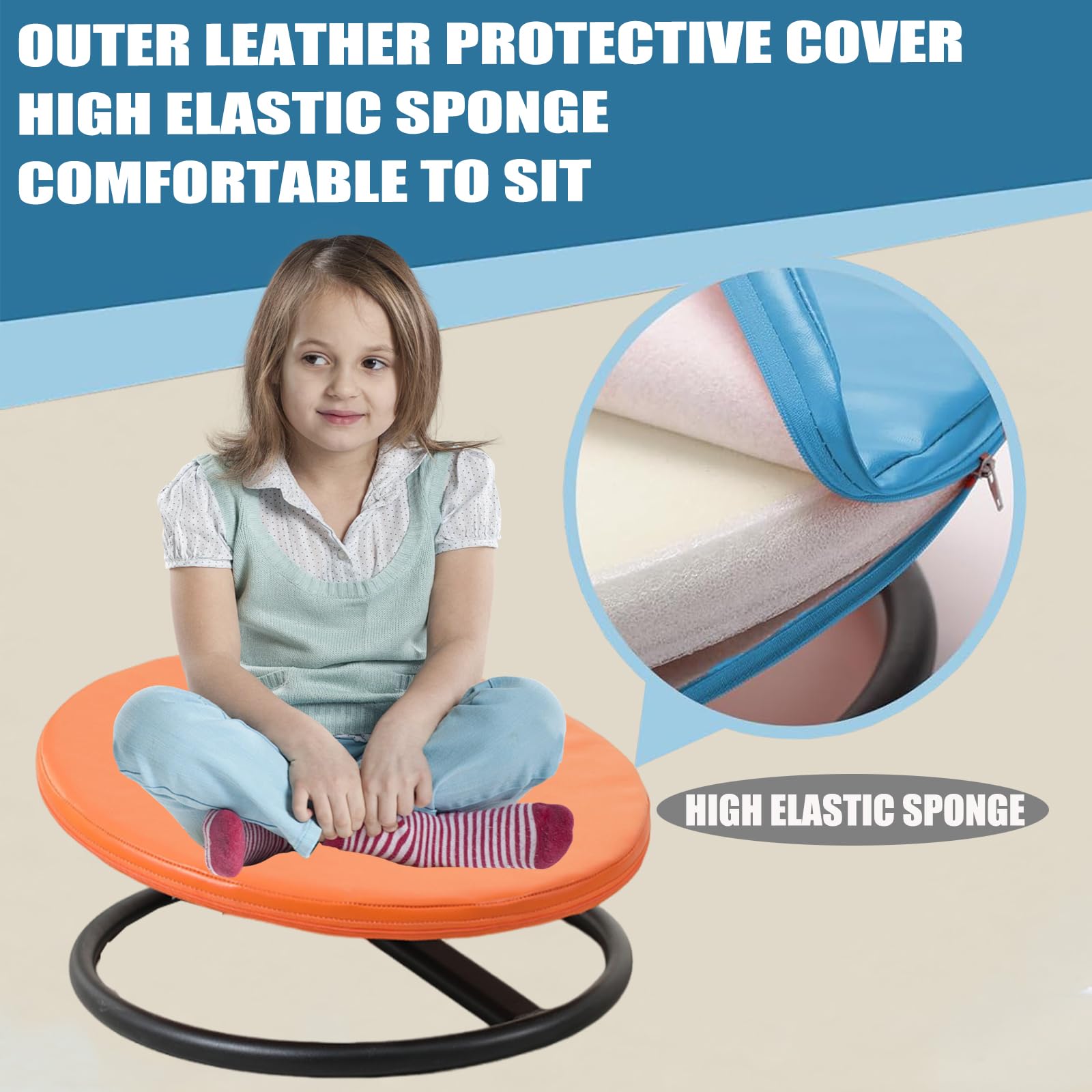 Kids Spinning Chair for Sensory & Autism - Soft Seat Cushion, No Installation Swivel Chair for Body Training | Sit & Spin Comfortably - Perfect for Sensory Rooms, Classrooms & Home Play